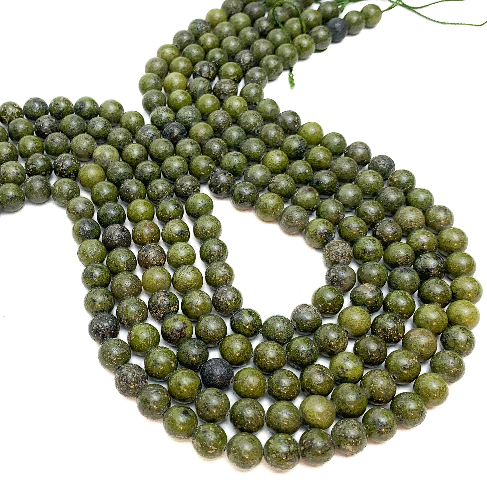Jade with Pyrite 8mm Smooth Rounds Bead Strand - Image 5