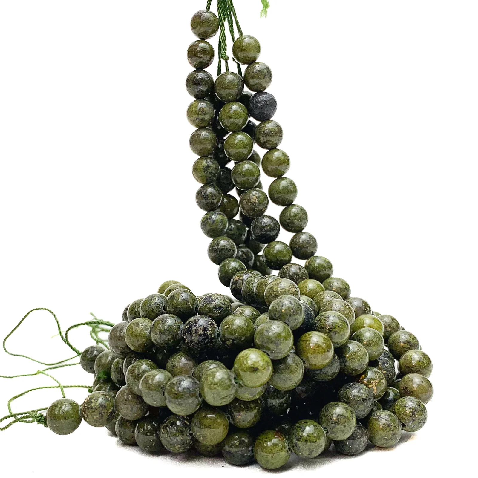 Jade with Pyrite 8mm Smooth Rounds Bead Strand - Image 6