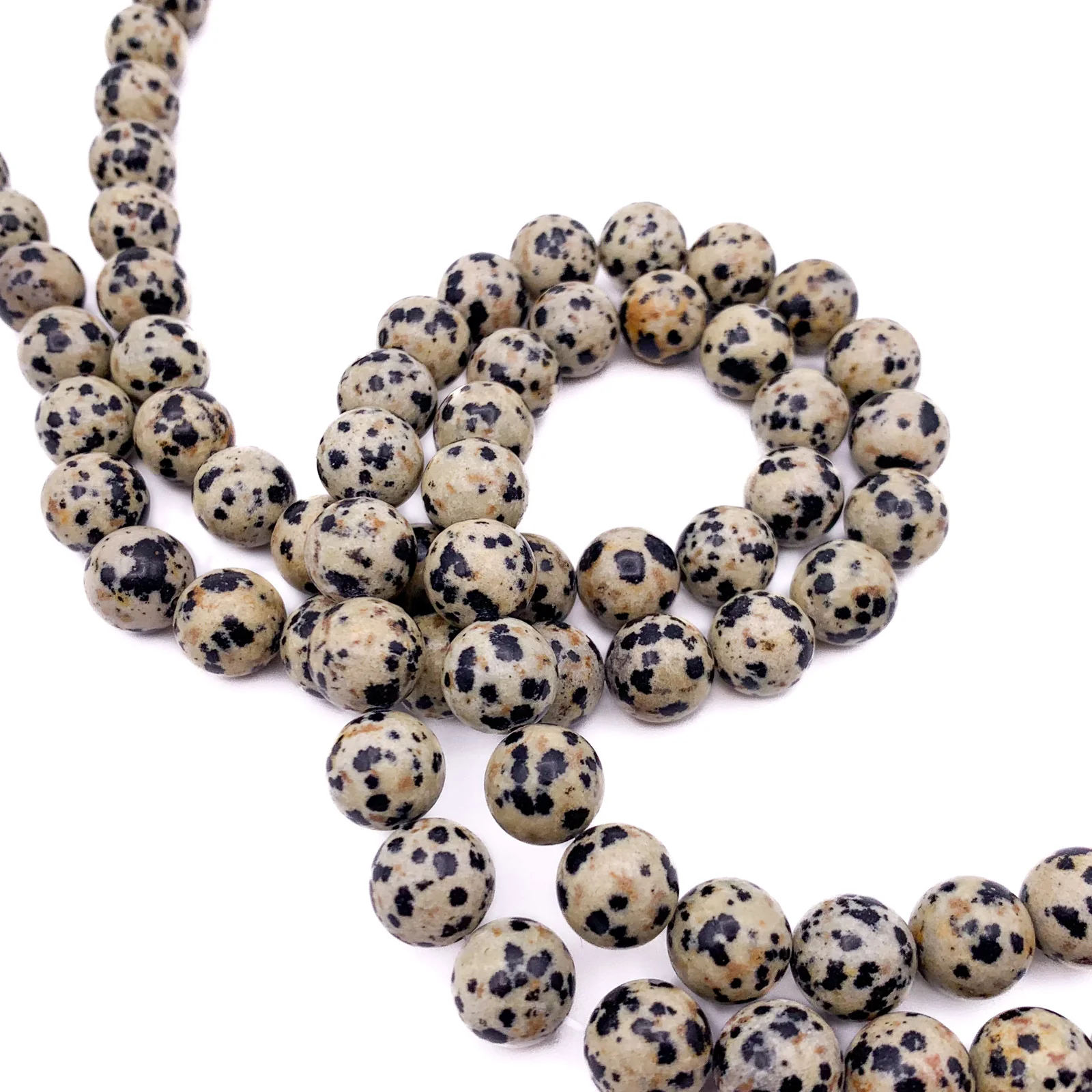 Jasper Dalmatian 10.5mm Smooth Rounds Bead Strand - Image 3