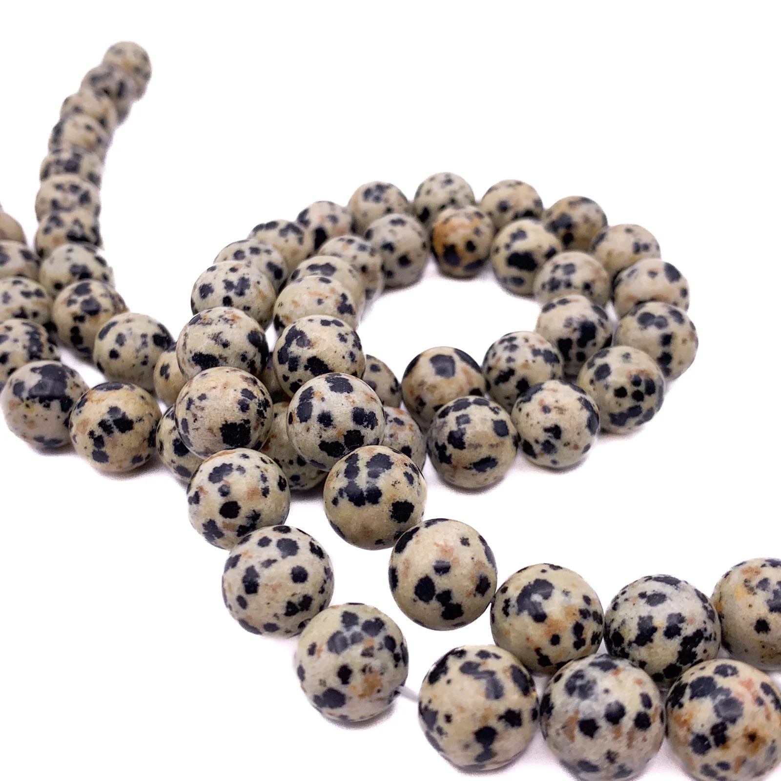 Jasper Dalmatian 10.5mm Smooth Rounds Bead Strand - Image 7
