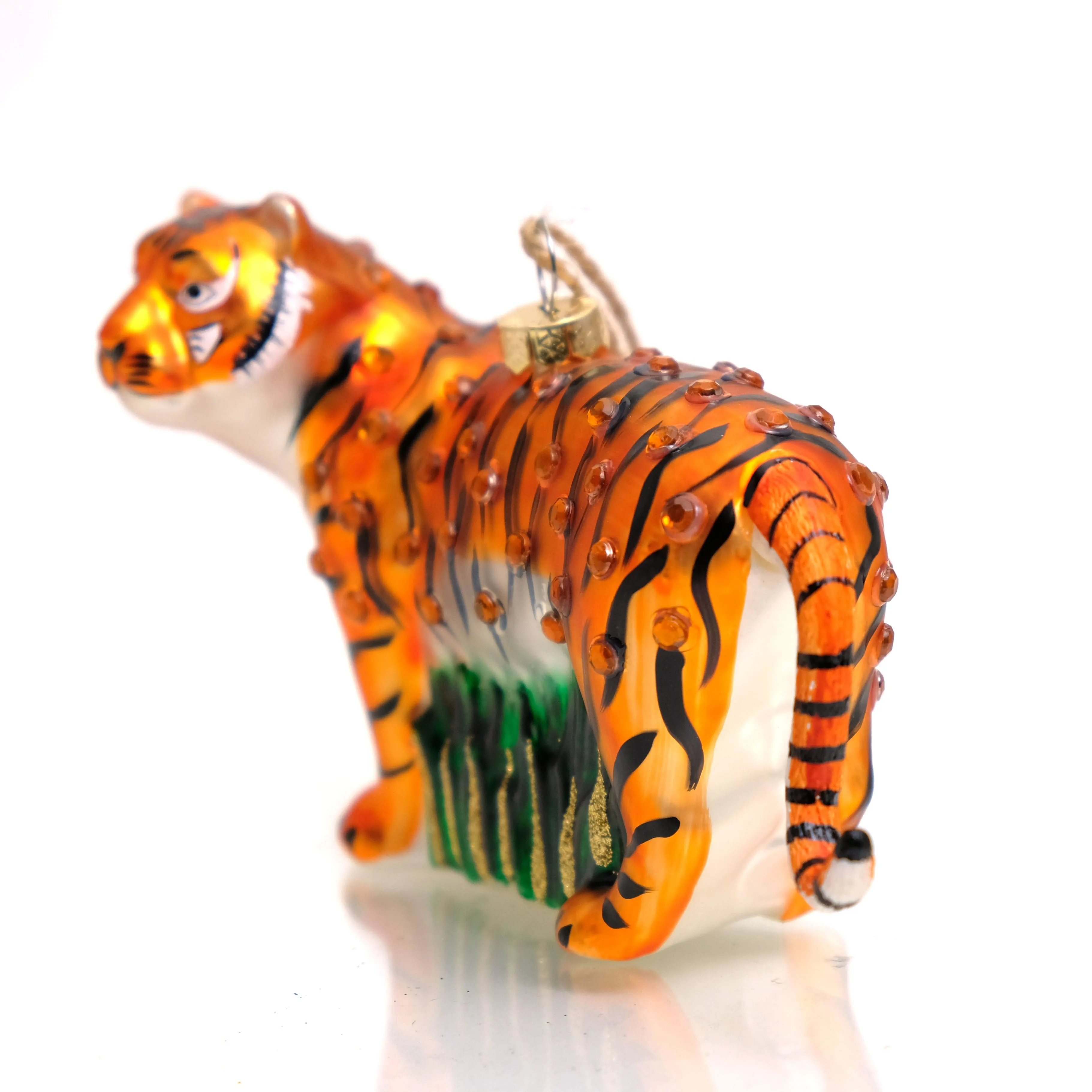 Jeweled Tiger Glass Ornament - Image 2