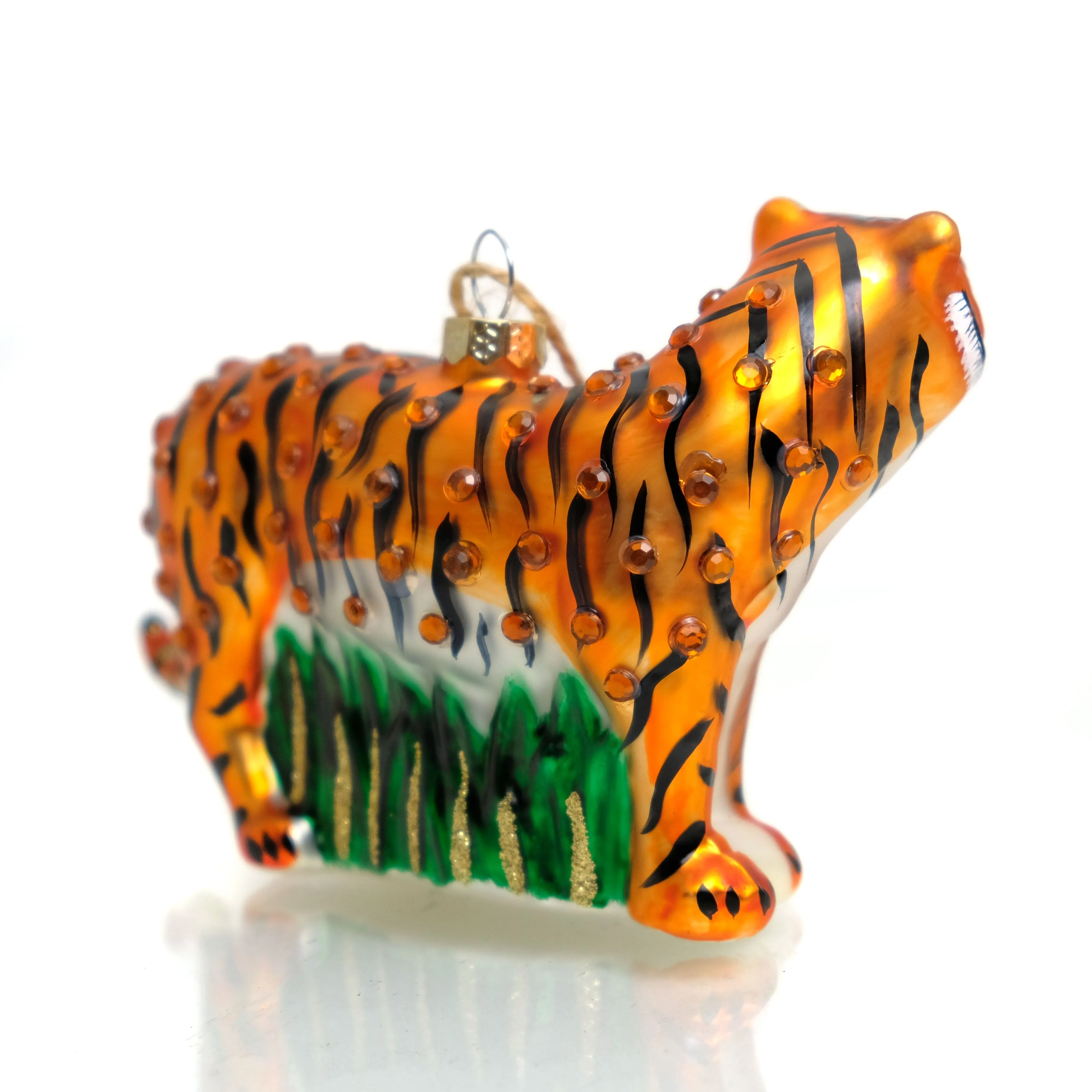 Jeweled Tiger Glass Ornament - Image 3