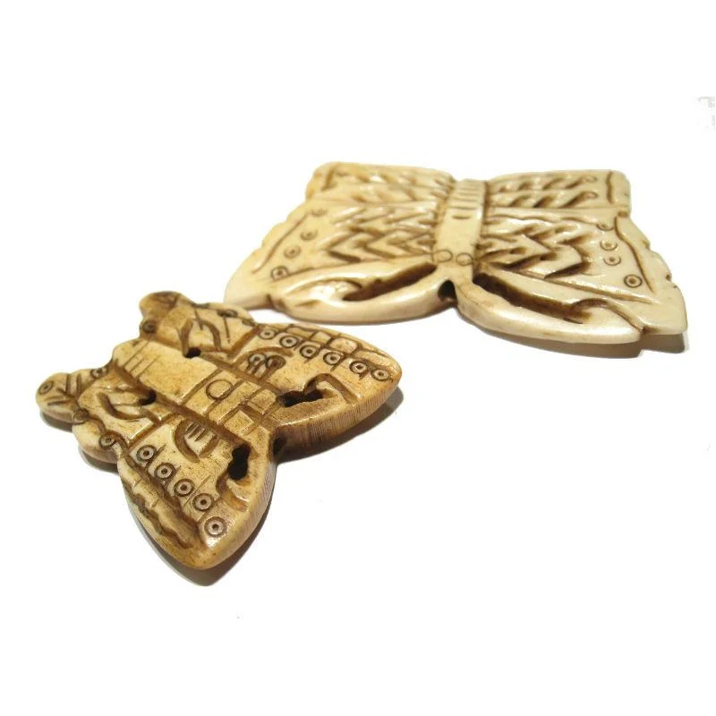 "Joyful" Butterfly Hand Carved Cow Bone Pendant - Image 3