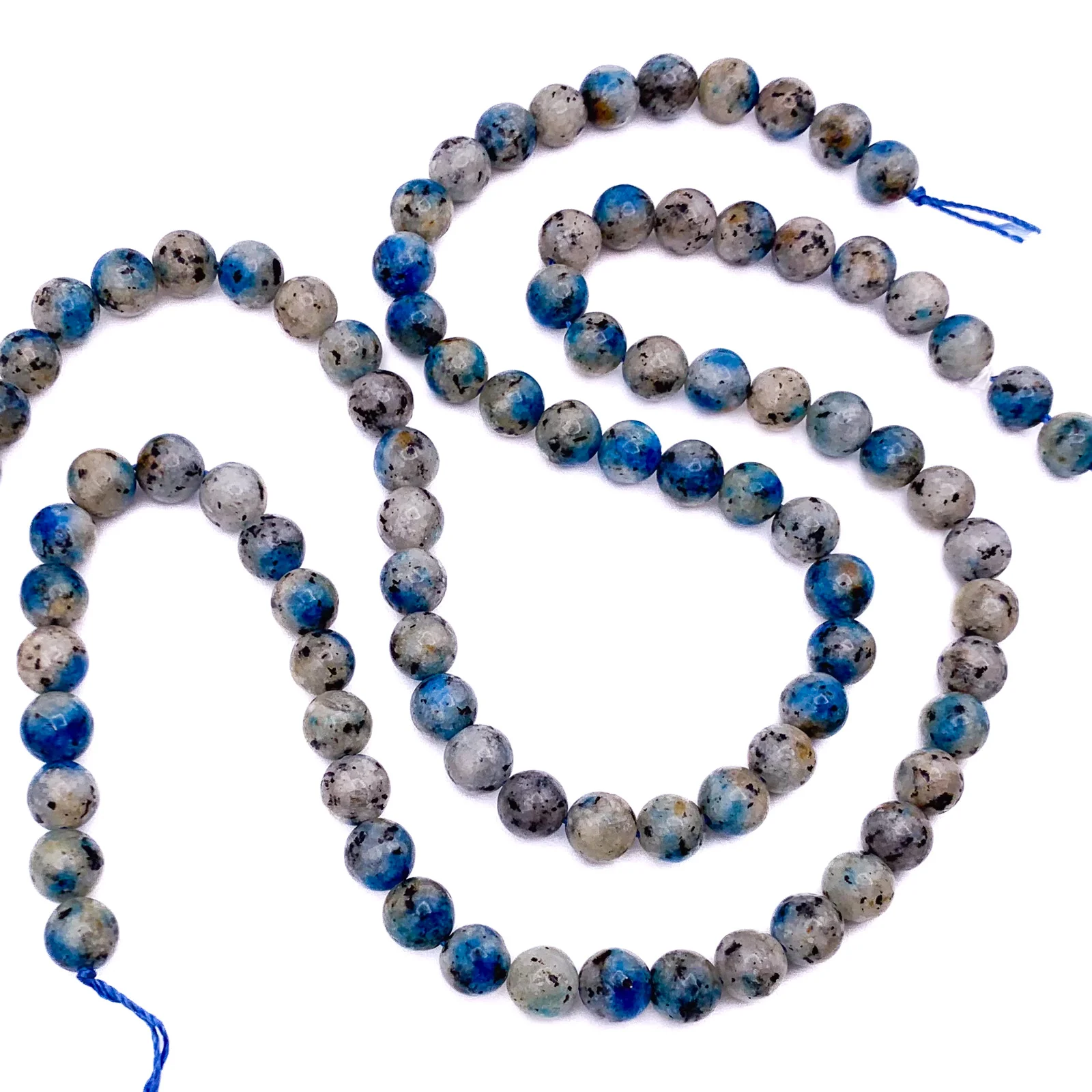 K2 Granite w/ Azurite 8mm Smooth Round Bead Strand - Image 4