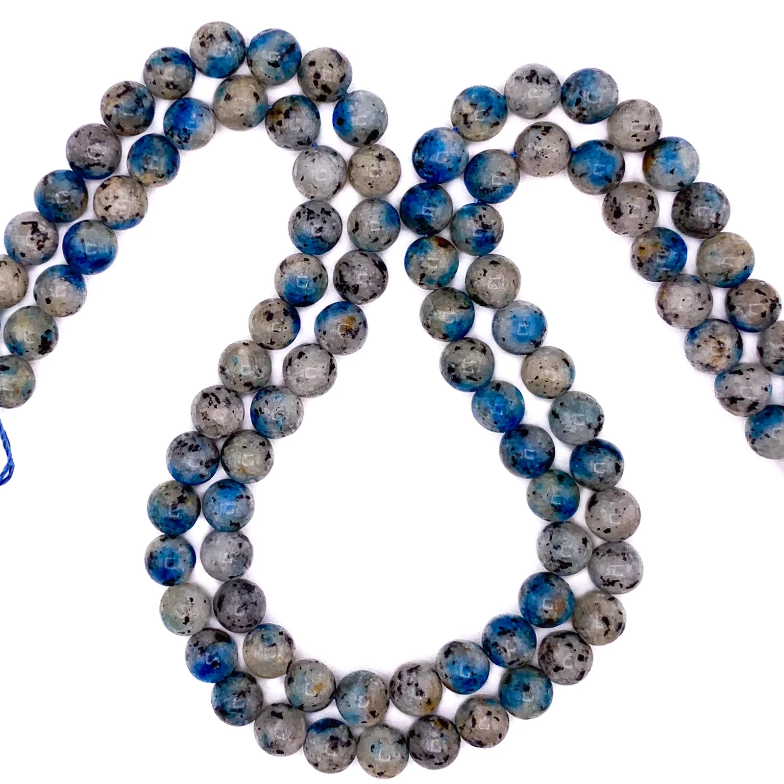 K2 Granite w/ Azurite 8mm Smooth Round Bead Strand - Image 5