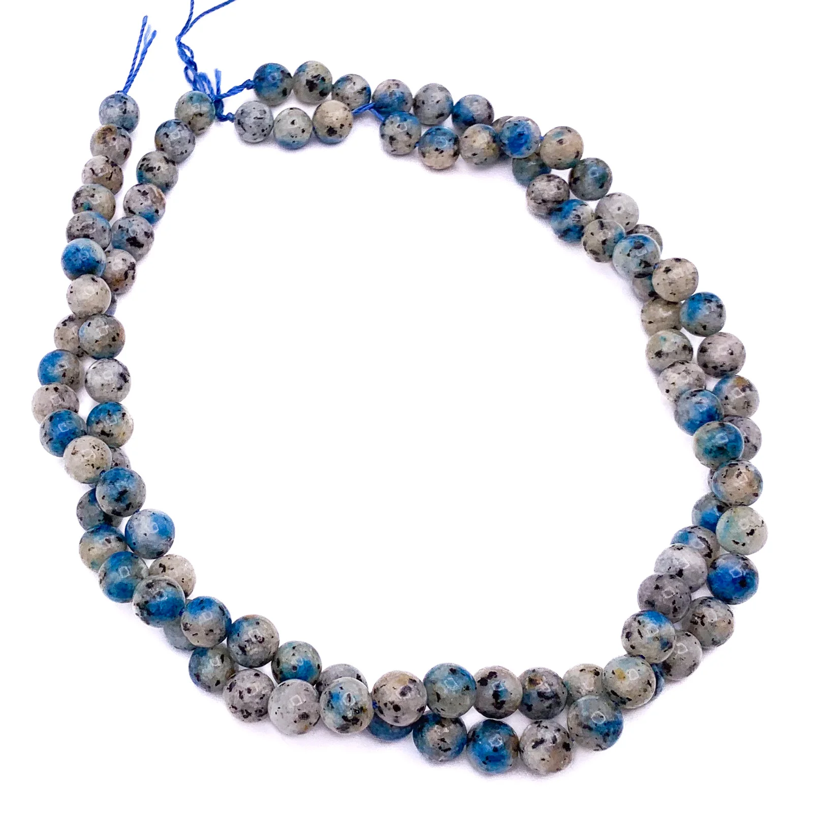 K2 Granite w/ Azurite 8mm Smooth Round Bead Strand - Image 6