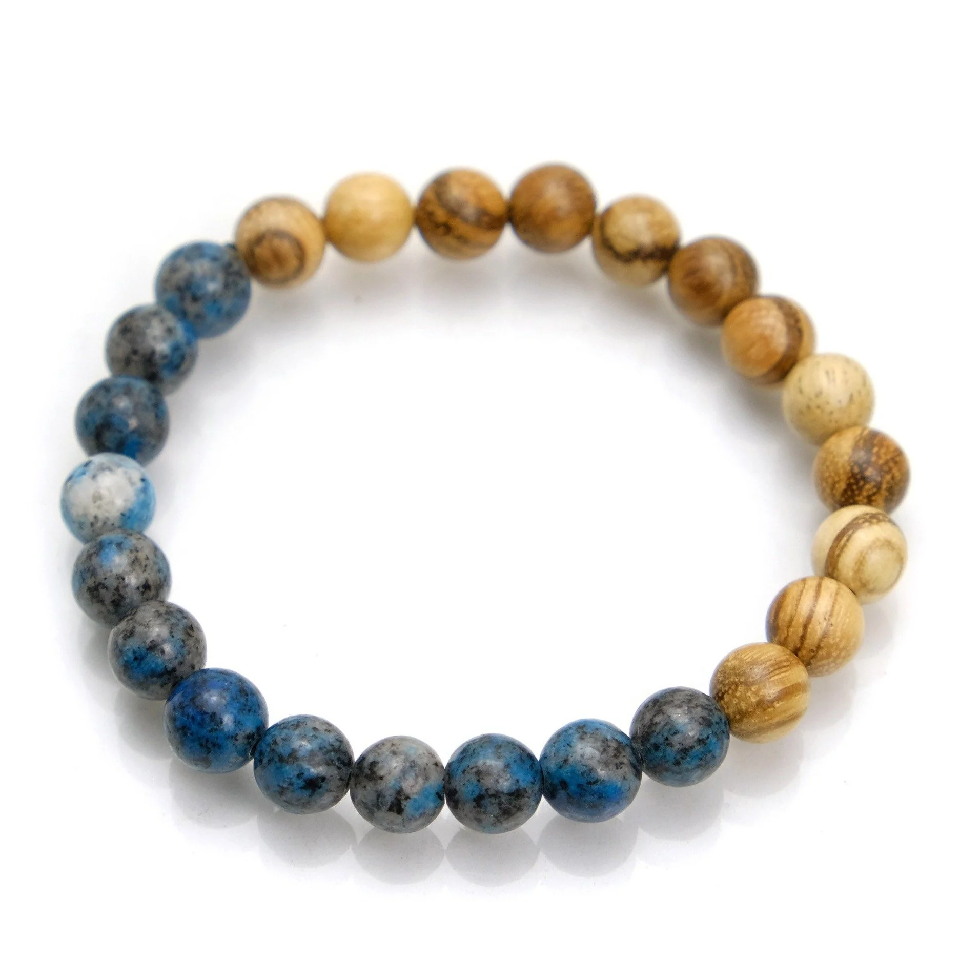 K2 Granite with Azurite + Banded Sandalwood Stretch Bracelet #1 - Image 2