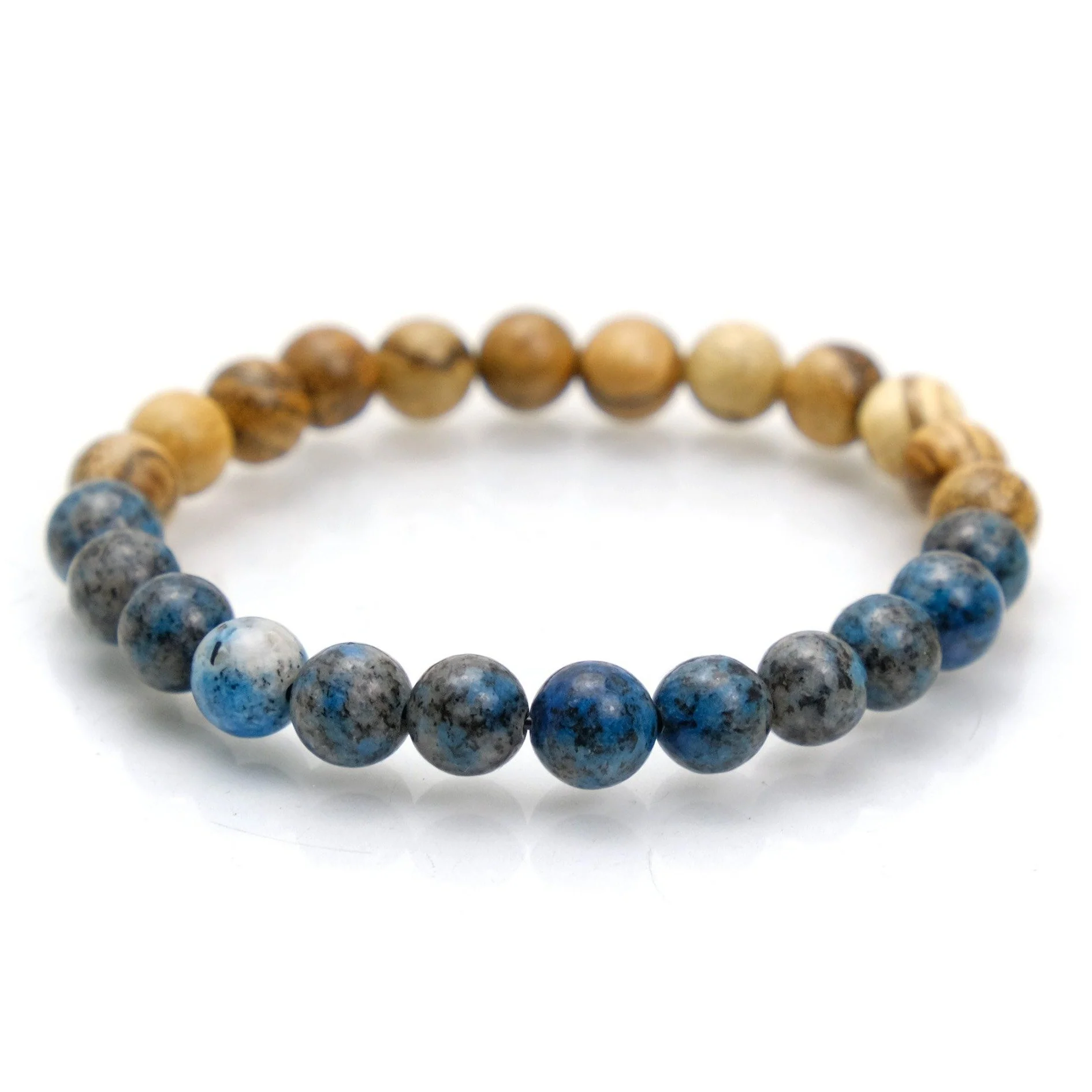 K2 Granite with Azurite + Banded Sandalwood Stretch Bracelet #1 - Image 3