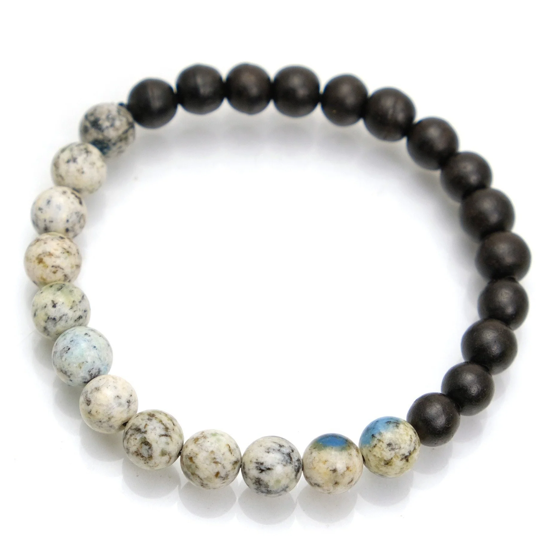 K2 Granite with Azurite + Iron Wood Stretch Bracelet #2 - Image 2