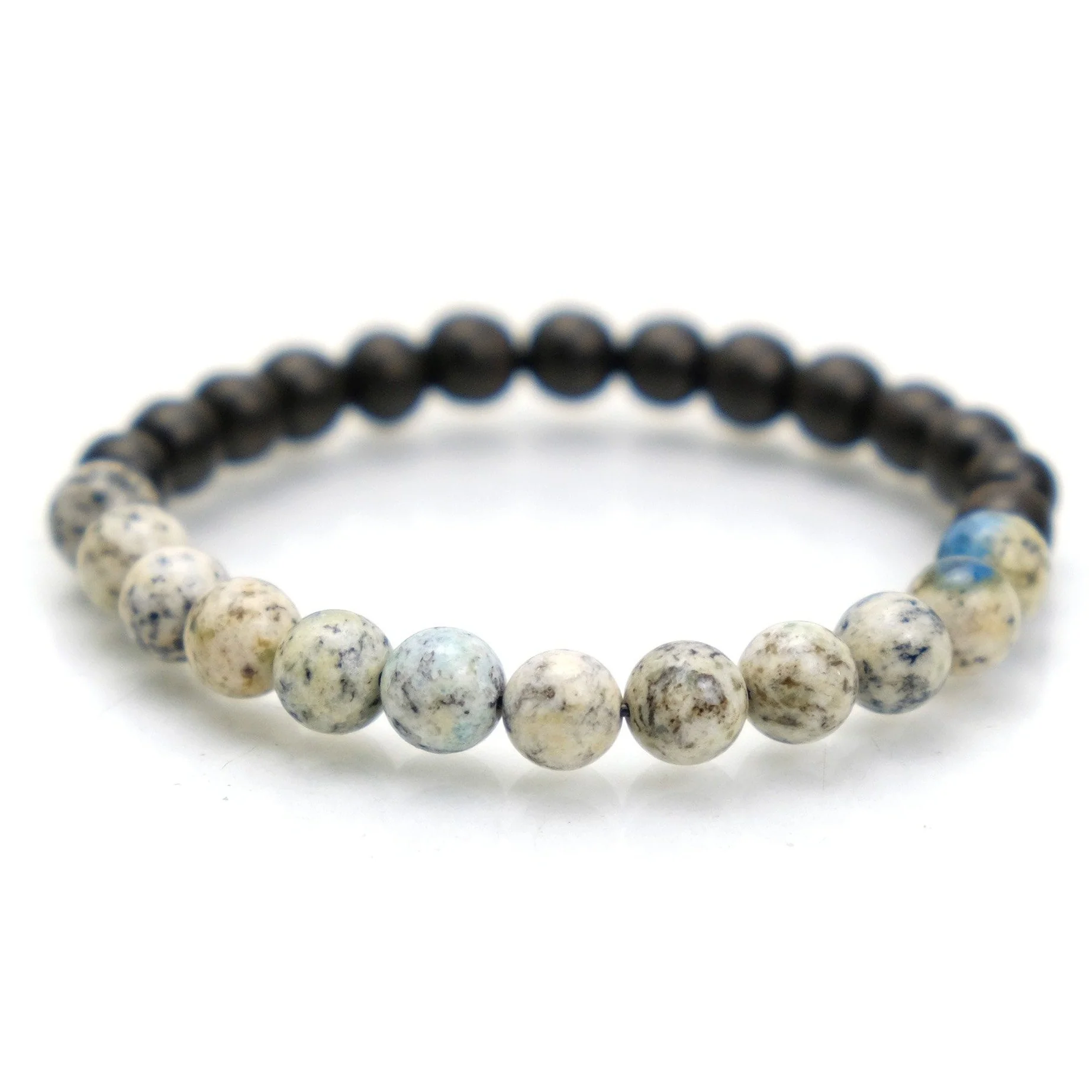 K2 Granite with Azurite + Iron Wood Stretch Bracelet #2 - Image 3