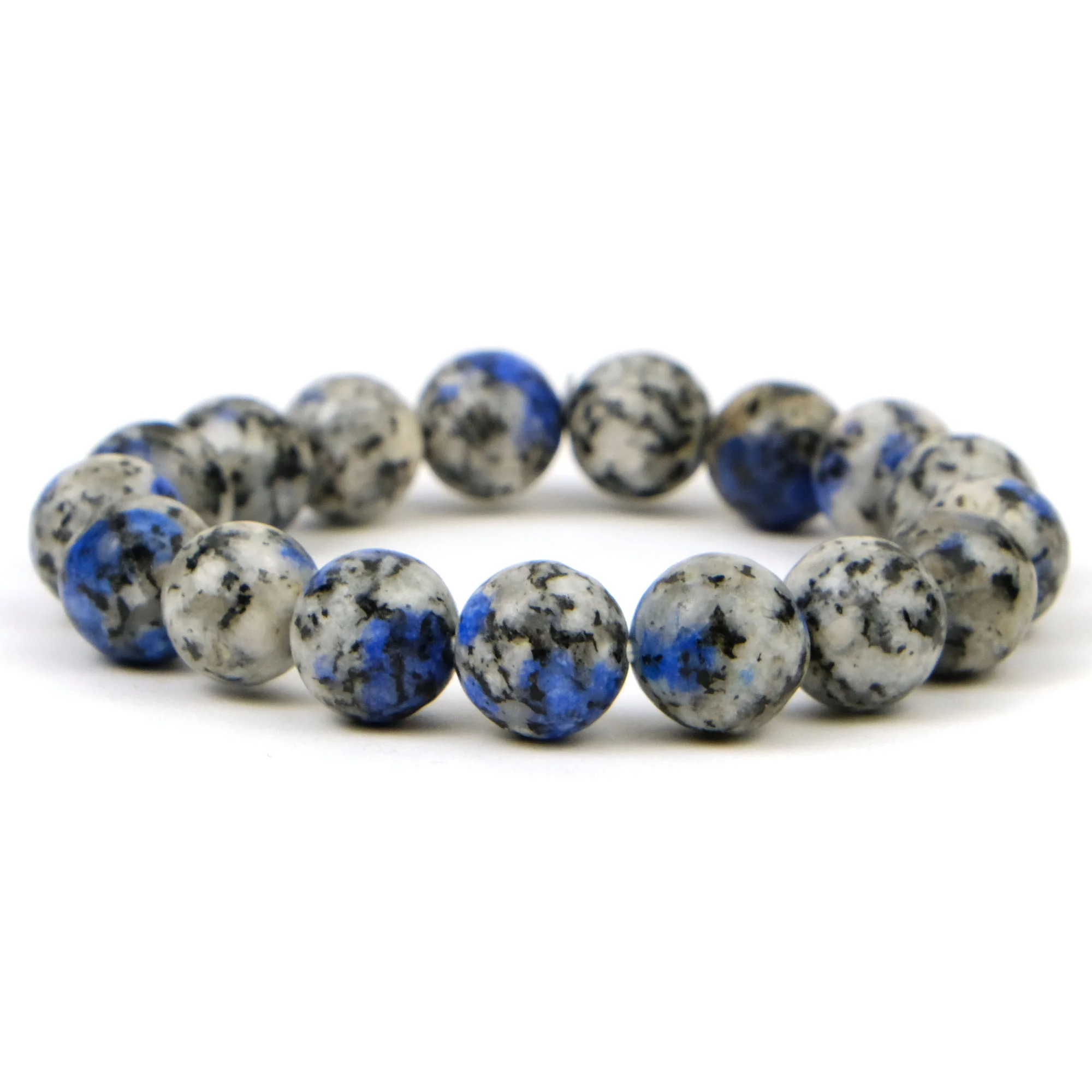 K2 Granite with Azurite Stretch Bracelet 11-12mm - Image 2