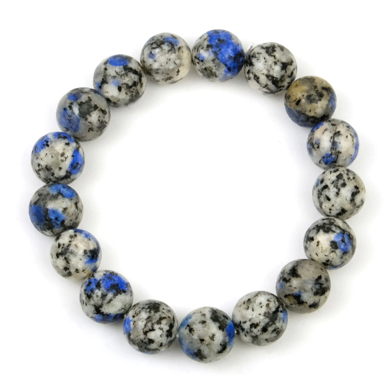 K2 Granite with Azurite Stretch Bracelet 11-12mm - Image 3