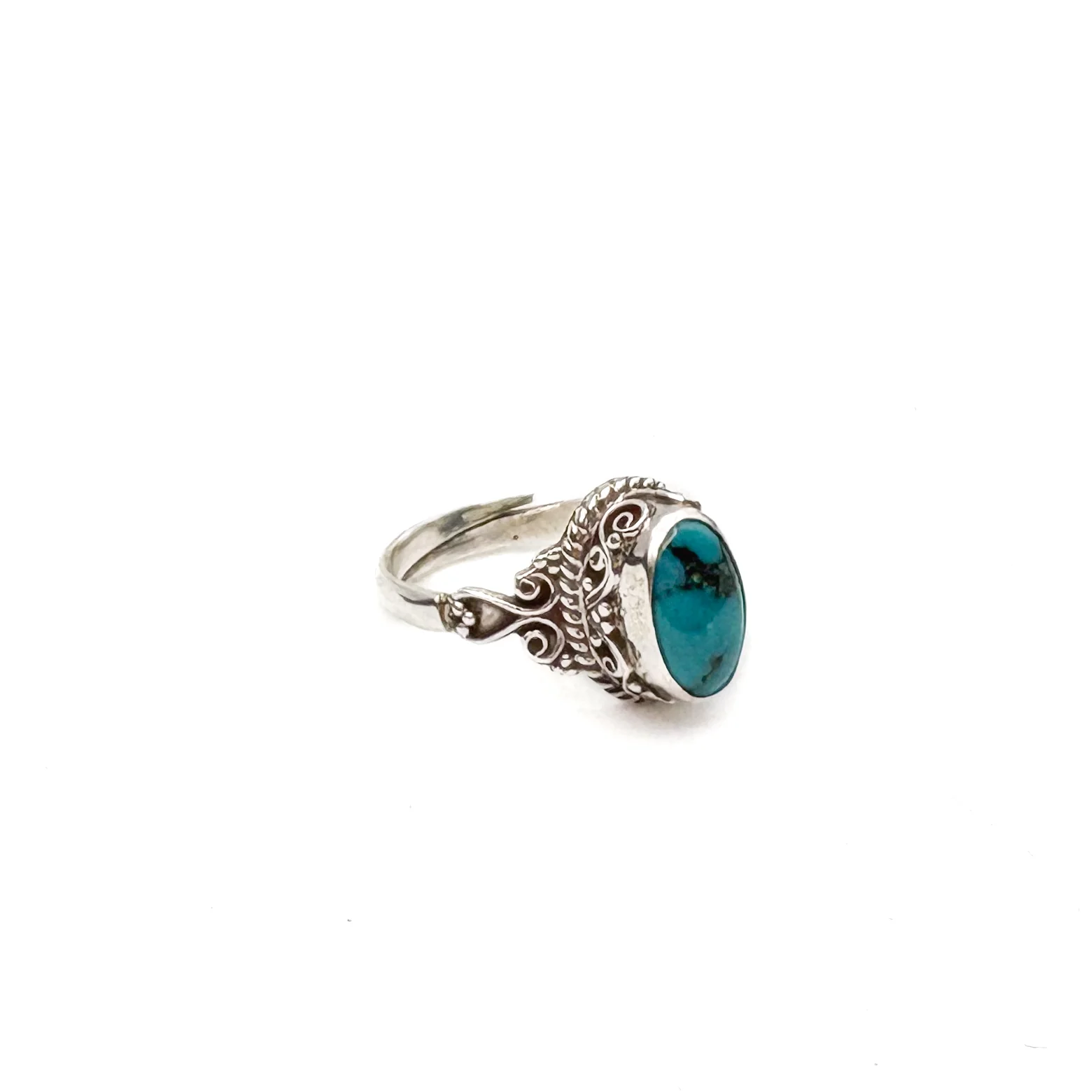 Kingman Turquoise Sterling Silver Adjustable Ring - Image 2