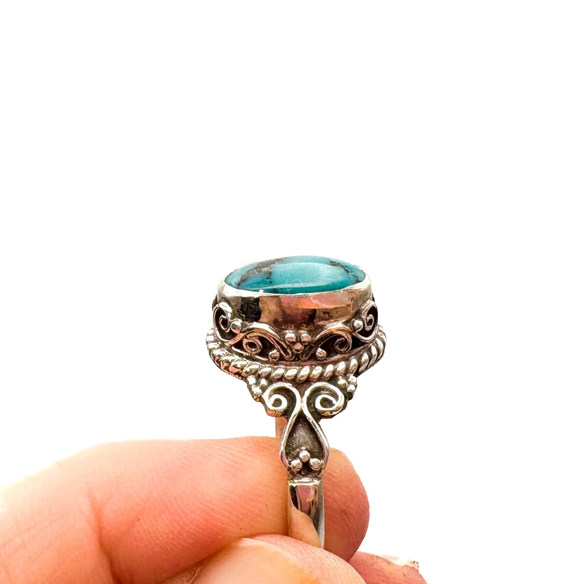 Kingman Turquoise Sterling Silver Adjustable Ring - Image 3