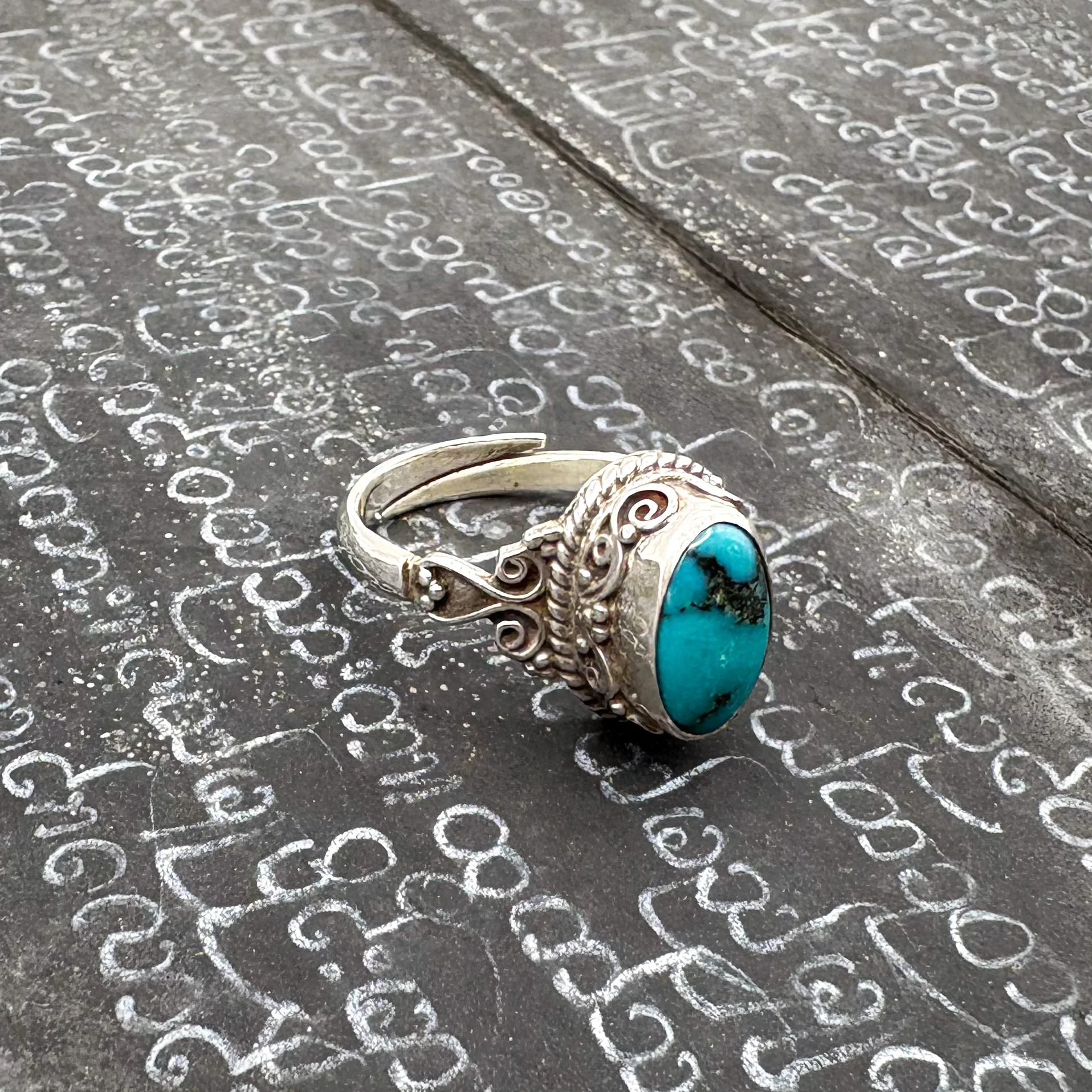 Kingman Turquoise Sterling Silver Adjustable Ring - Image 5
