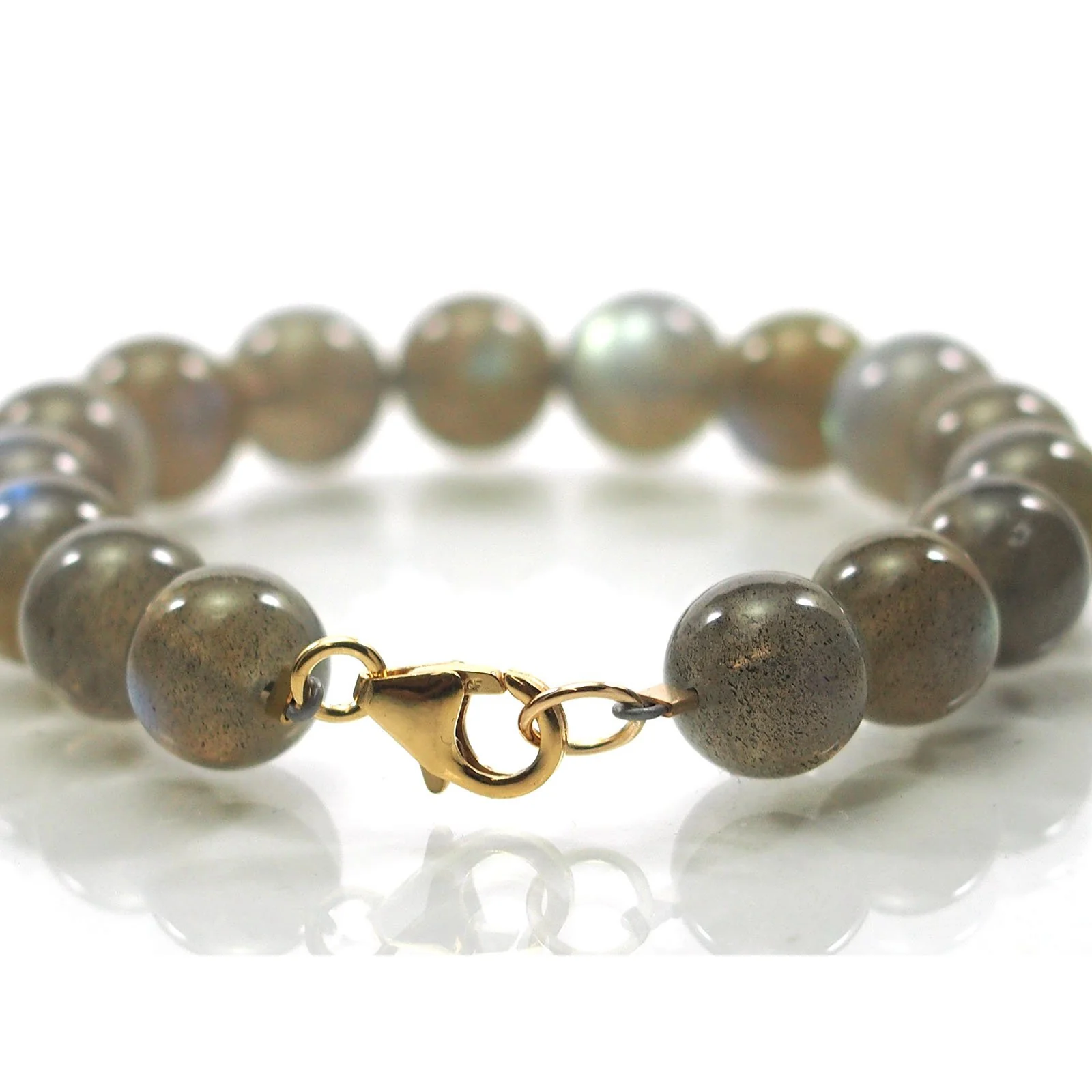 Labradorite 10mm Smooth Round Bracelet with Gold Filled Trigger Clasp - Image 2