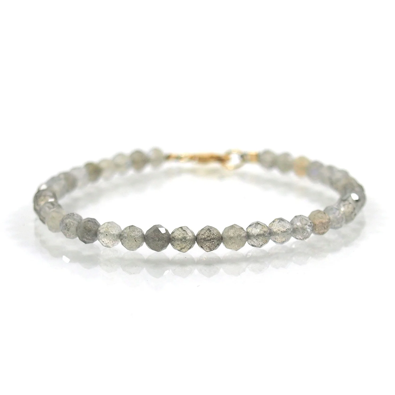 Labradorite 4mm Faceted Round Bracelet with Gold Filled Trigger Clasp - Image 2