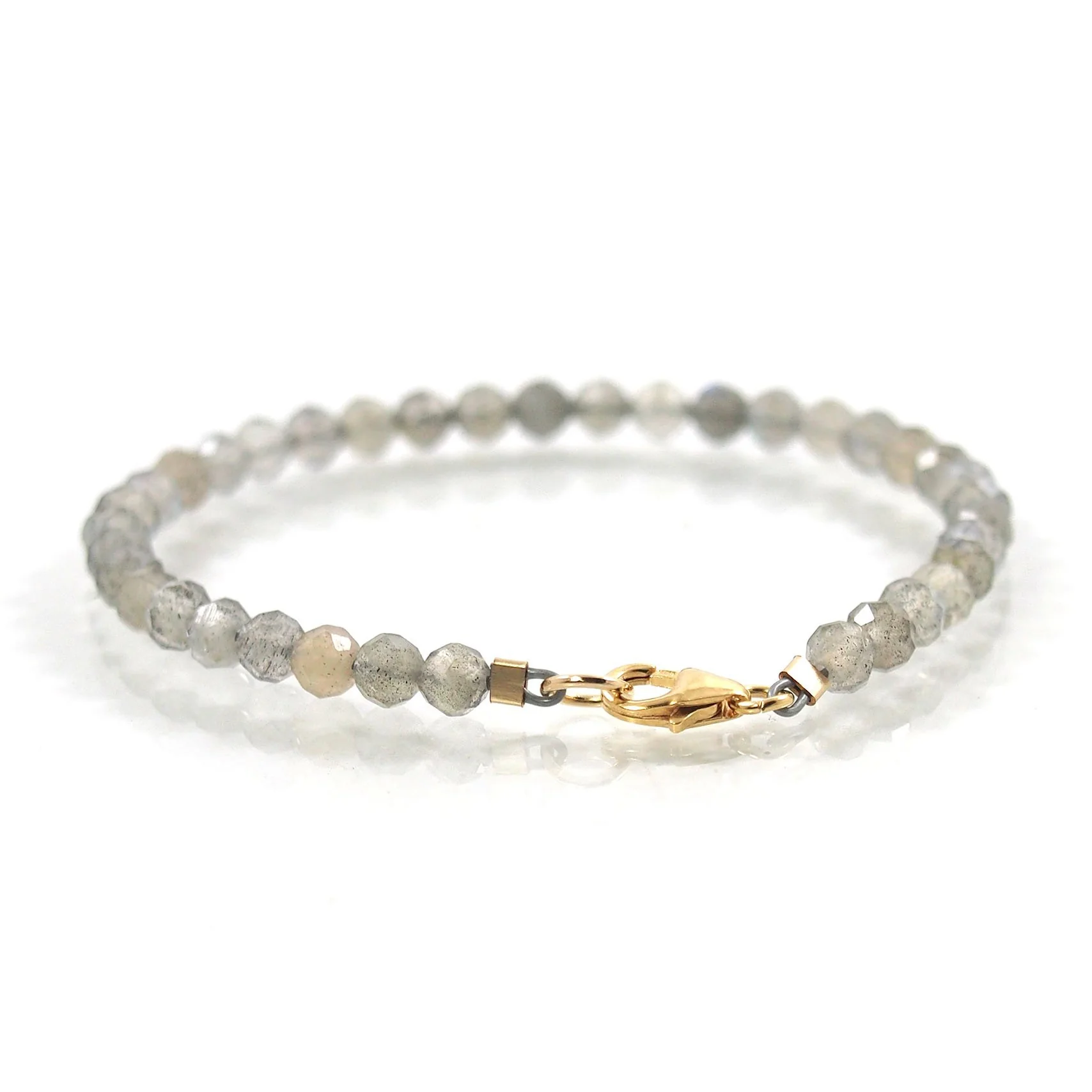 Labradorite 4mm Faceted Round Bracelet with Gold Filled Trigger Clasp - Image 3