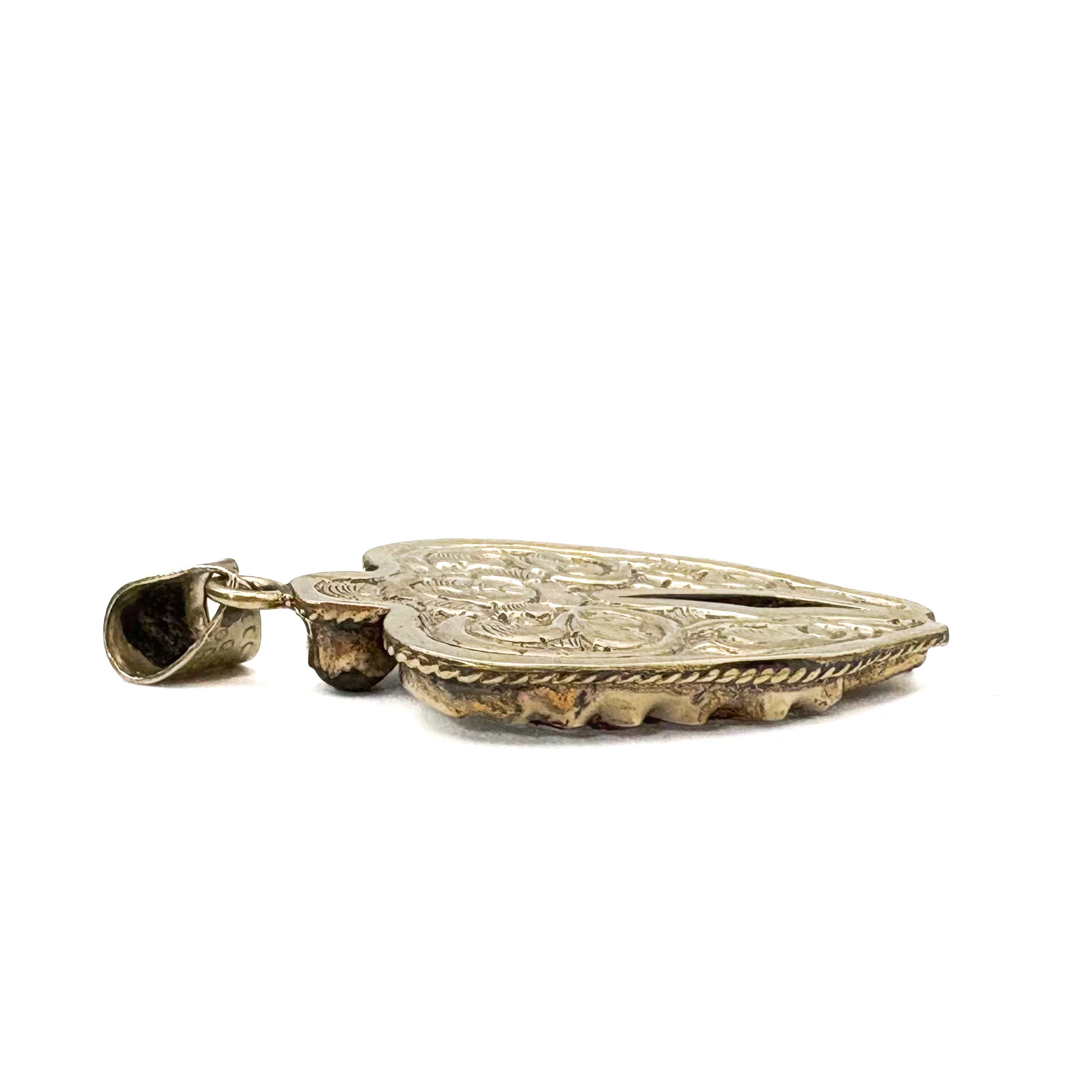 Labradorite and Mother-of-Pearl Brass Winged Pendant Amulet - Image 12