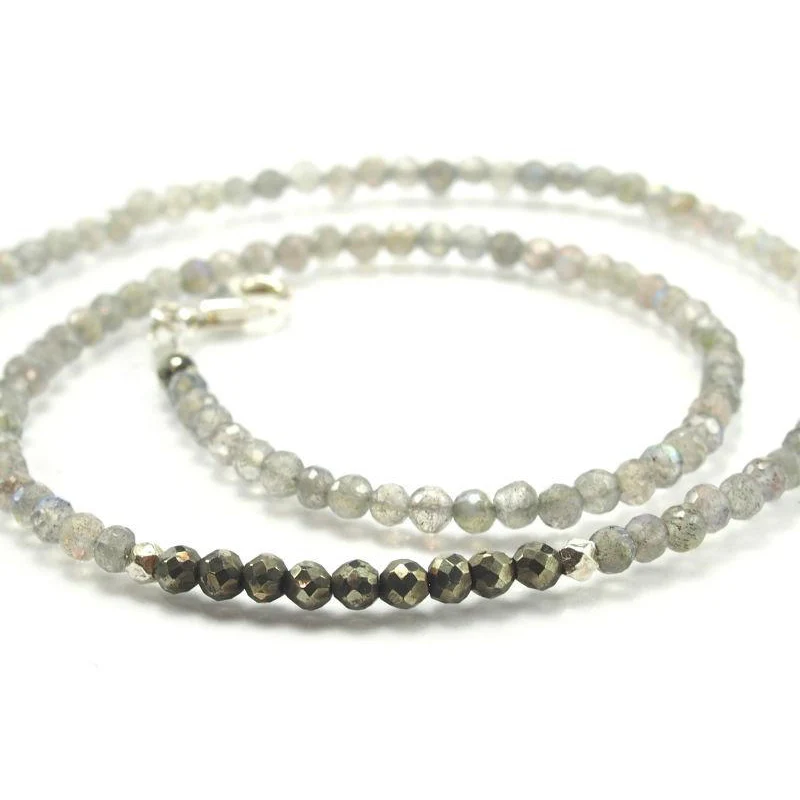 Labradorite and Pyrite Necklace with Sterling Silver Trigger Clasp - Image 2
