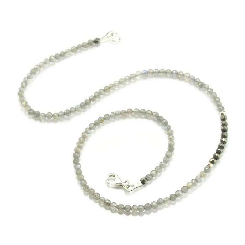 Labradorite and Pyrite Necklace with Sterling Silver Trigger Clasp - Image 3