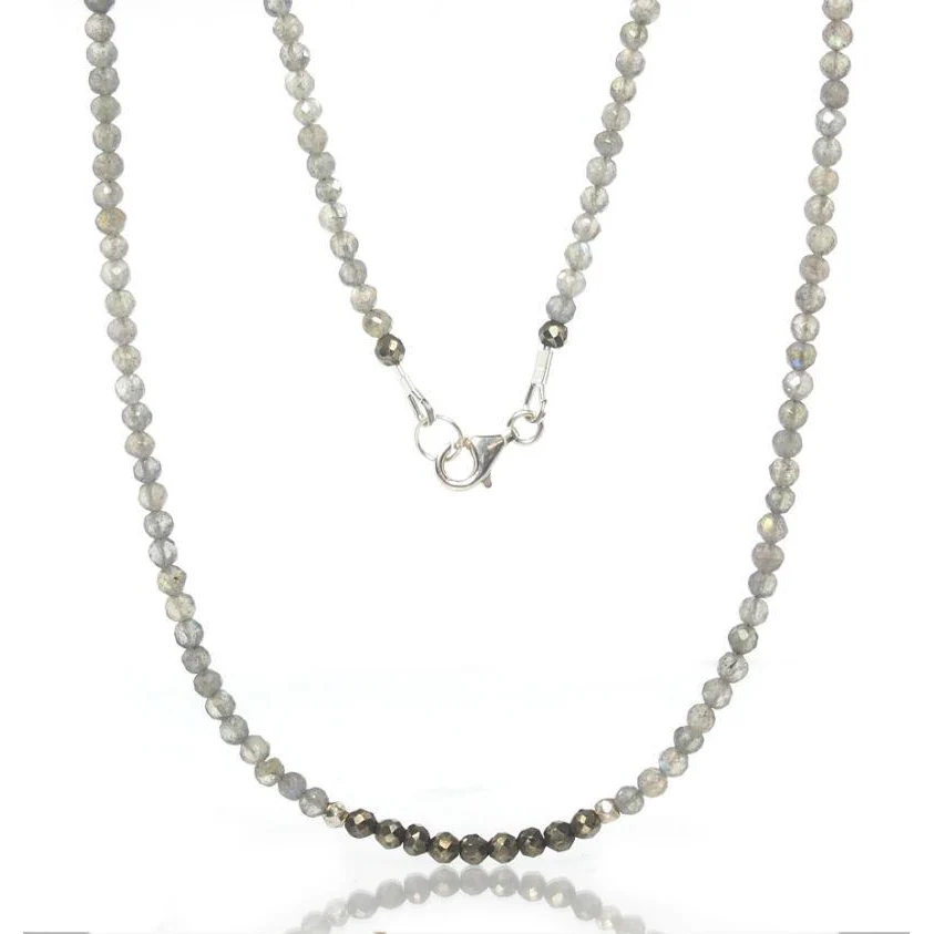 Labradorite and Pyrite Necklace with Sterling Silver Trigger Clasp - Image 4