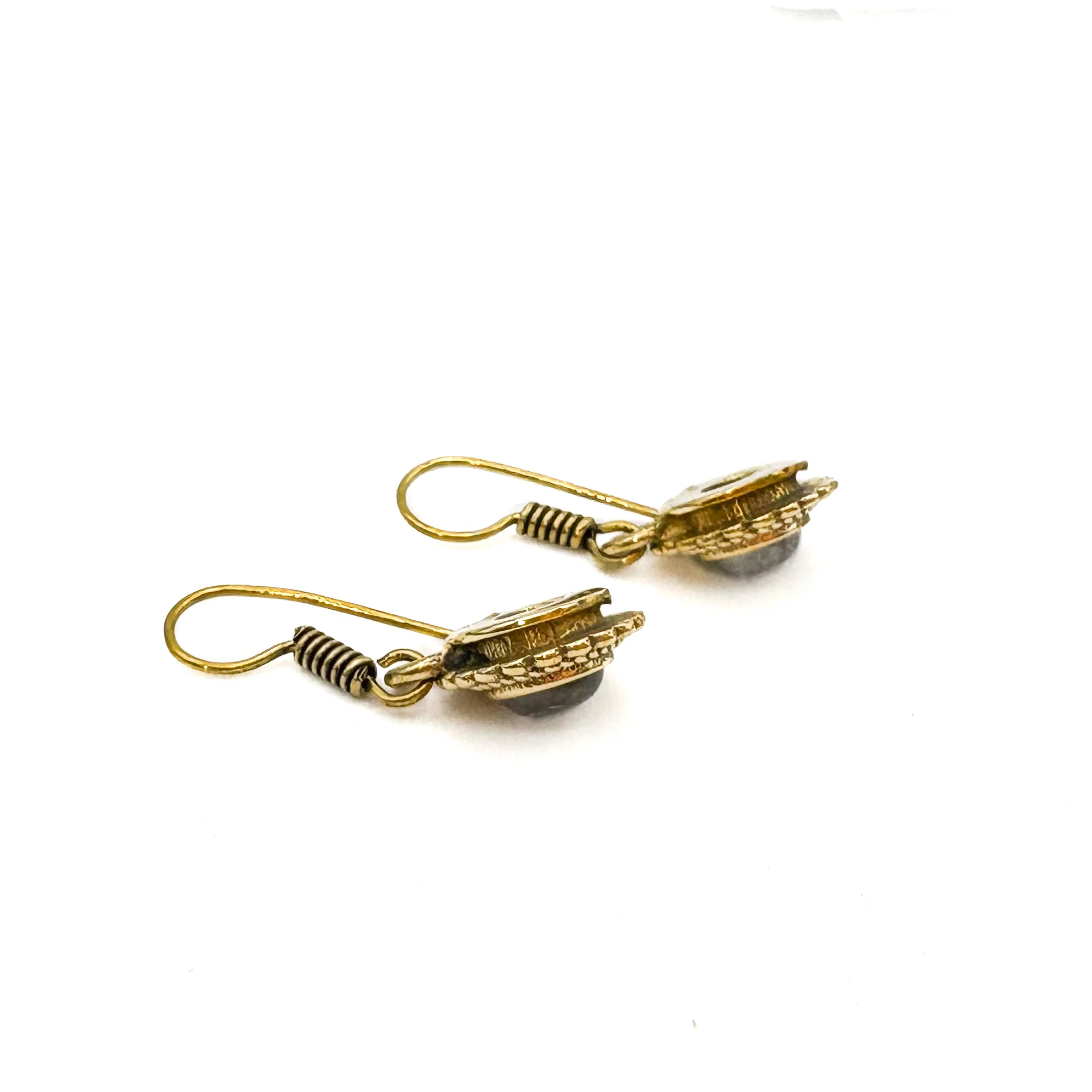 Labradorite Circle Dot Brass Earrings - Image 11