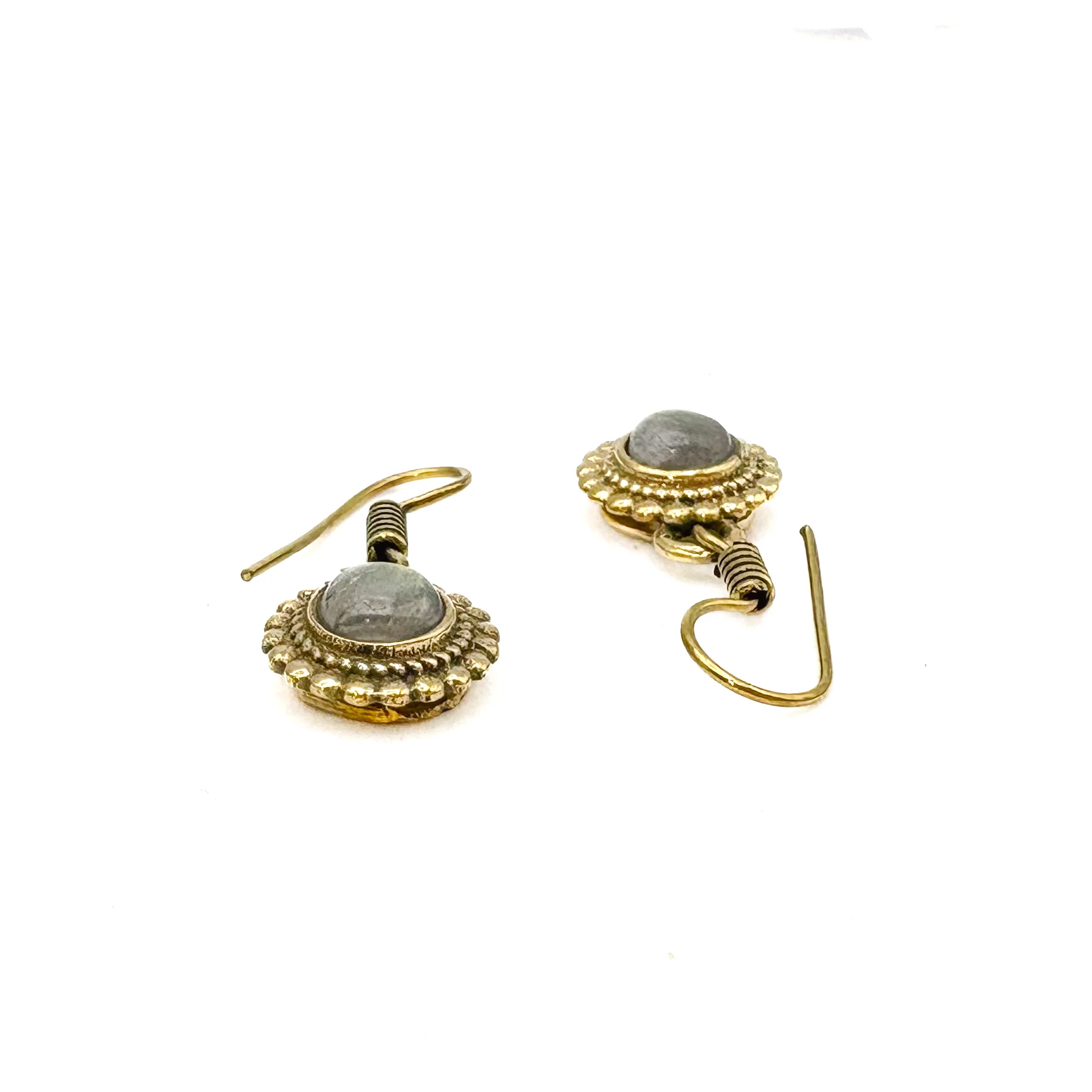 Labradorite Circle Dot Brass Earrings - Image 9