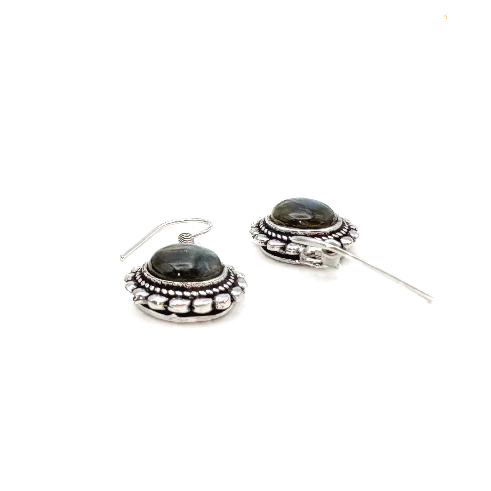 Labradorite Circle Rope White Brass Earrings - Image 6