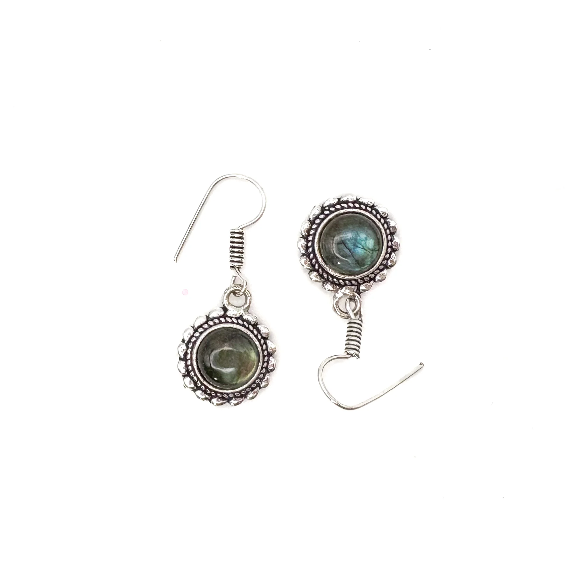 Labradorite Circle Rope White Brass Earrings - Image 7
