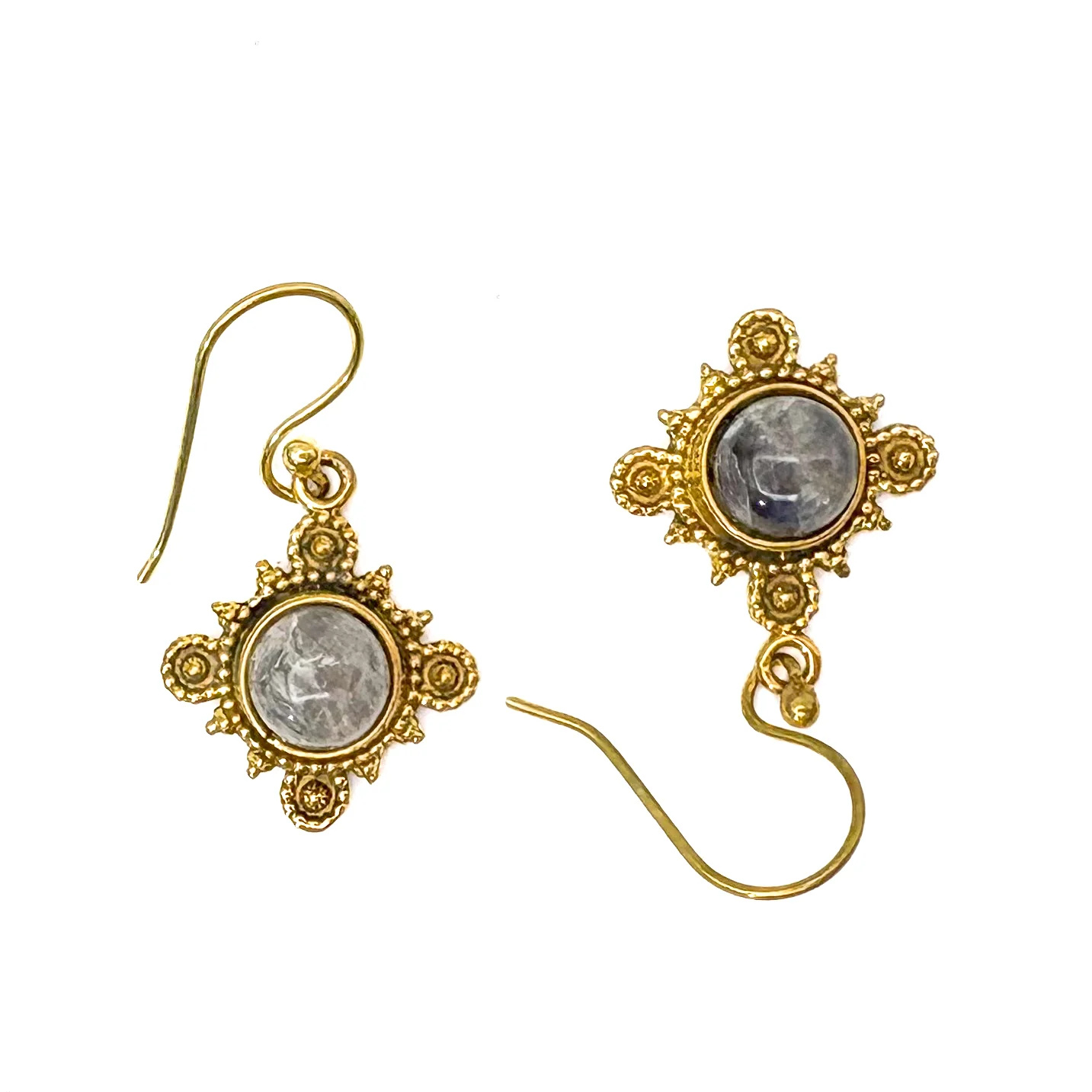 Labradorite Compass Brass Earrings - Image 5