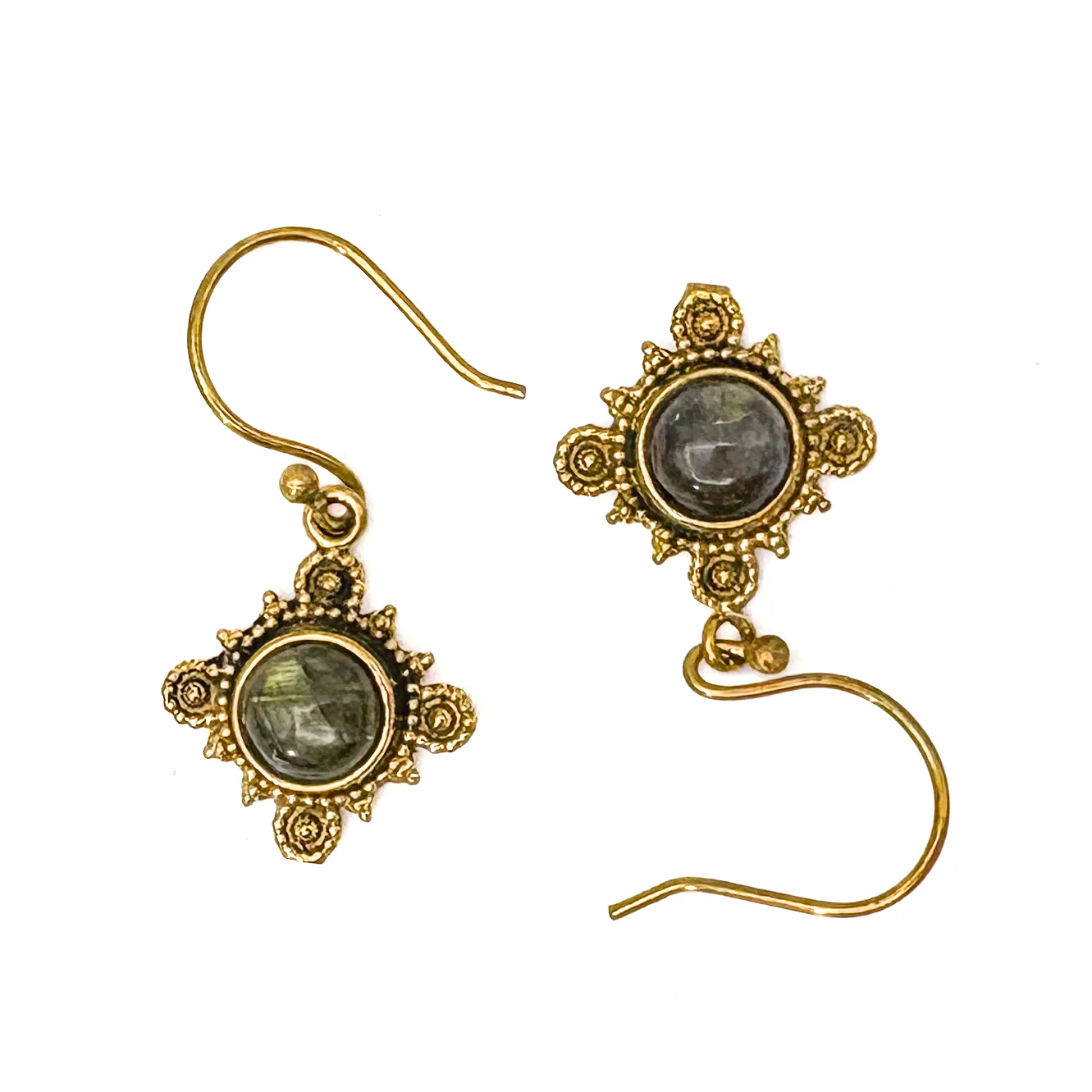 Labradorite Compass Brass Earrings - Image 6