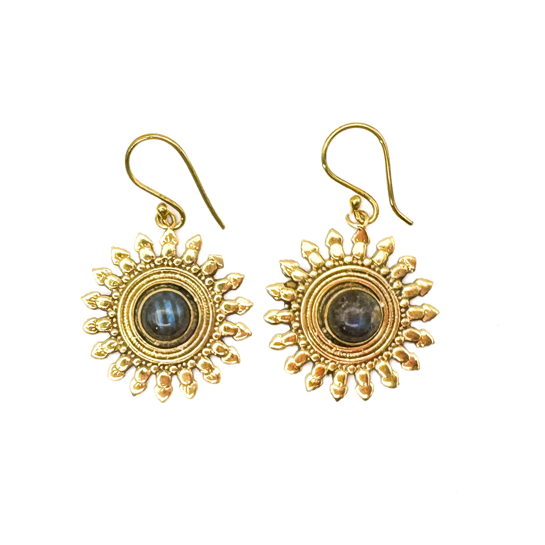 Labradorite (Dark) All The Suns Rays Brass Earrings - Image 3