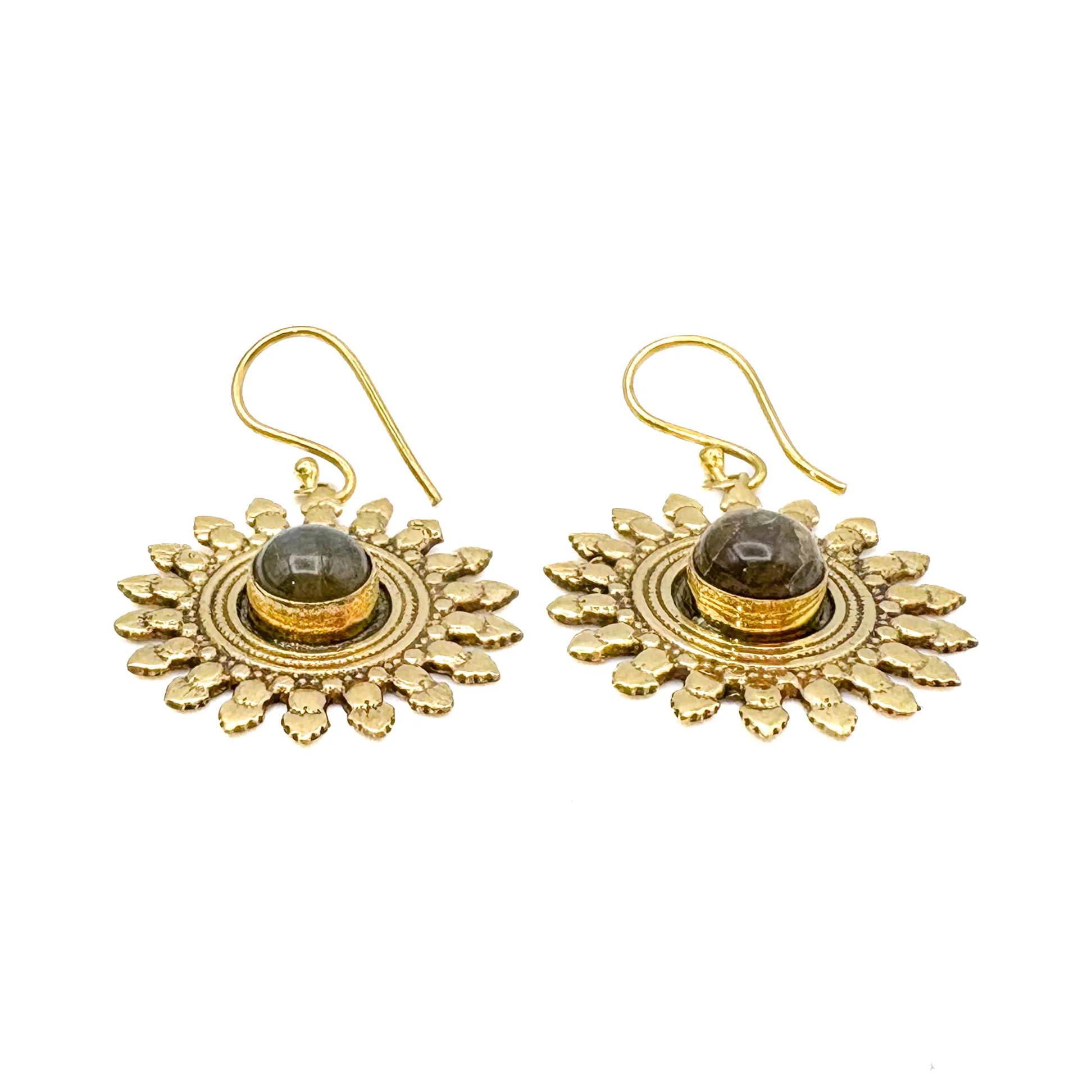 Labradorite (Dark) All The Suns Rays Brass Earrings - Image 6