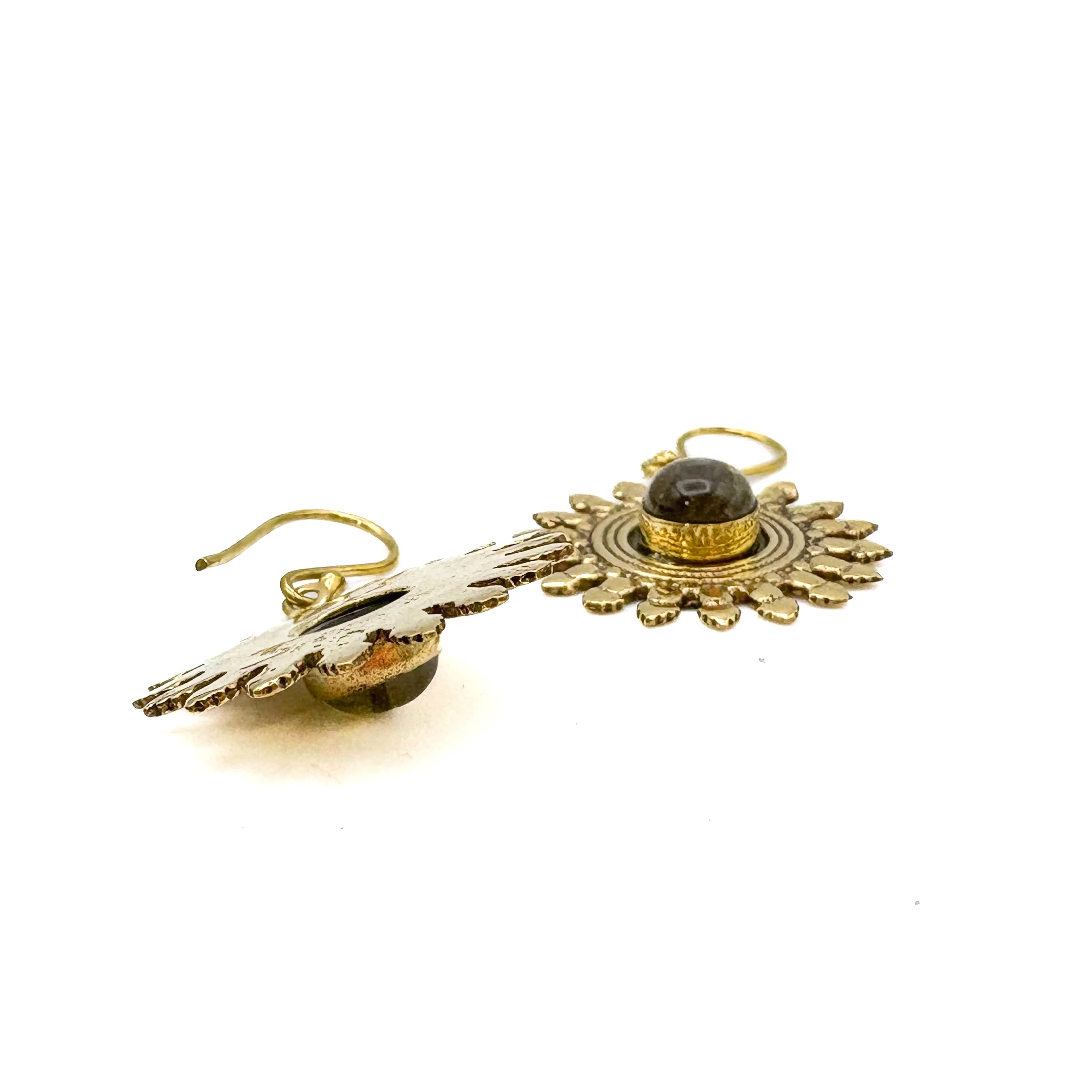 Labradorite (Dark) All The Suns Rays Brass Earrings - Image 8