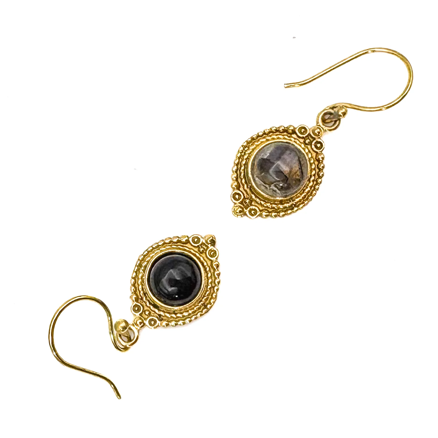 Labradorite Dots Connect Us Brass Earrings - Image 2