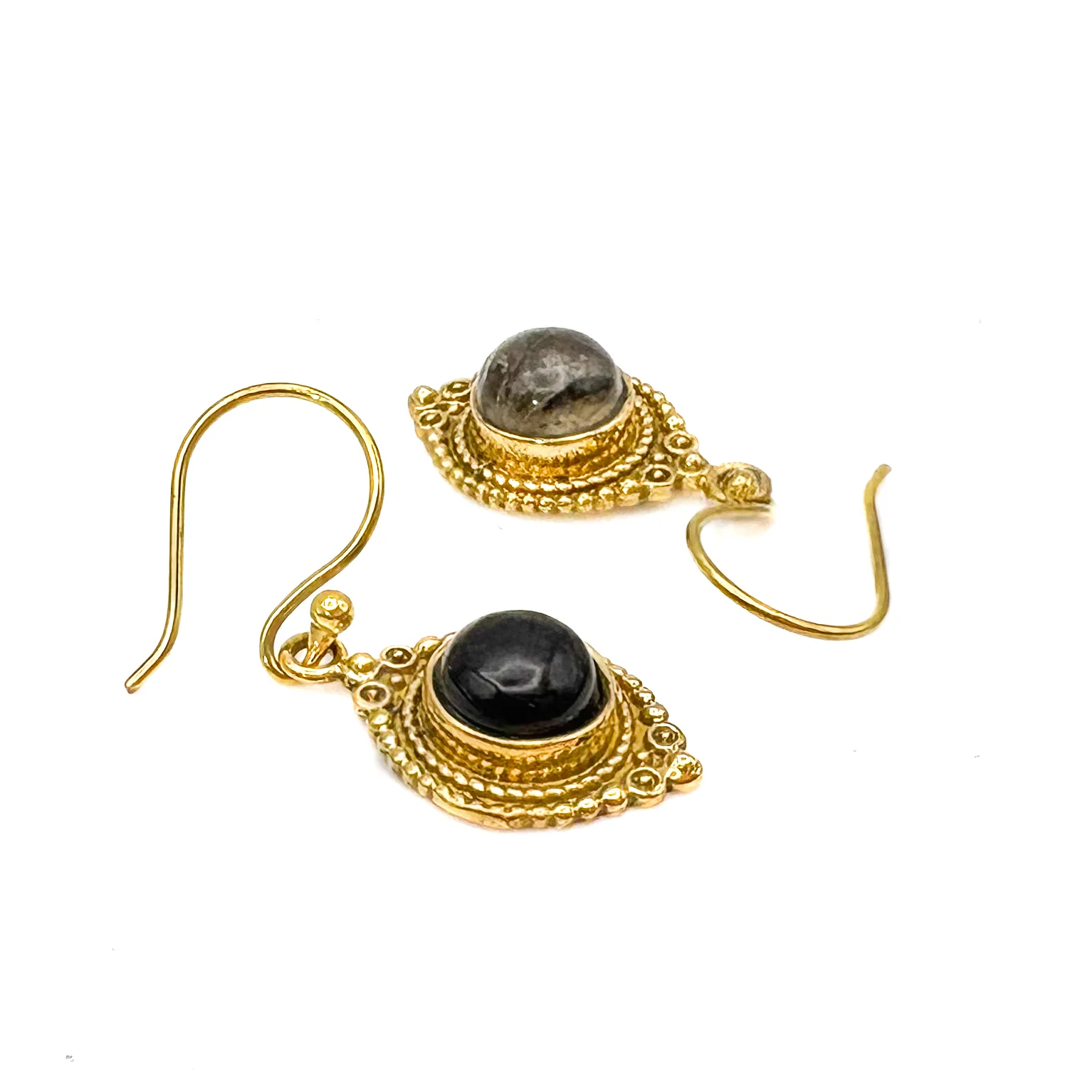 Labradorite Dots Connect Us Brass Earrings - Image 7