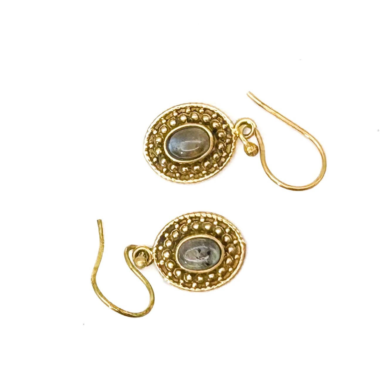Labradorite Dots & Ovals Brass Earrings - Image 6