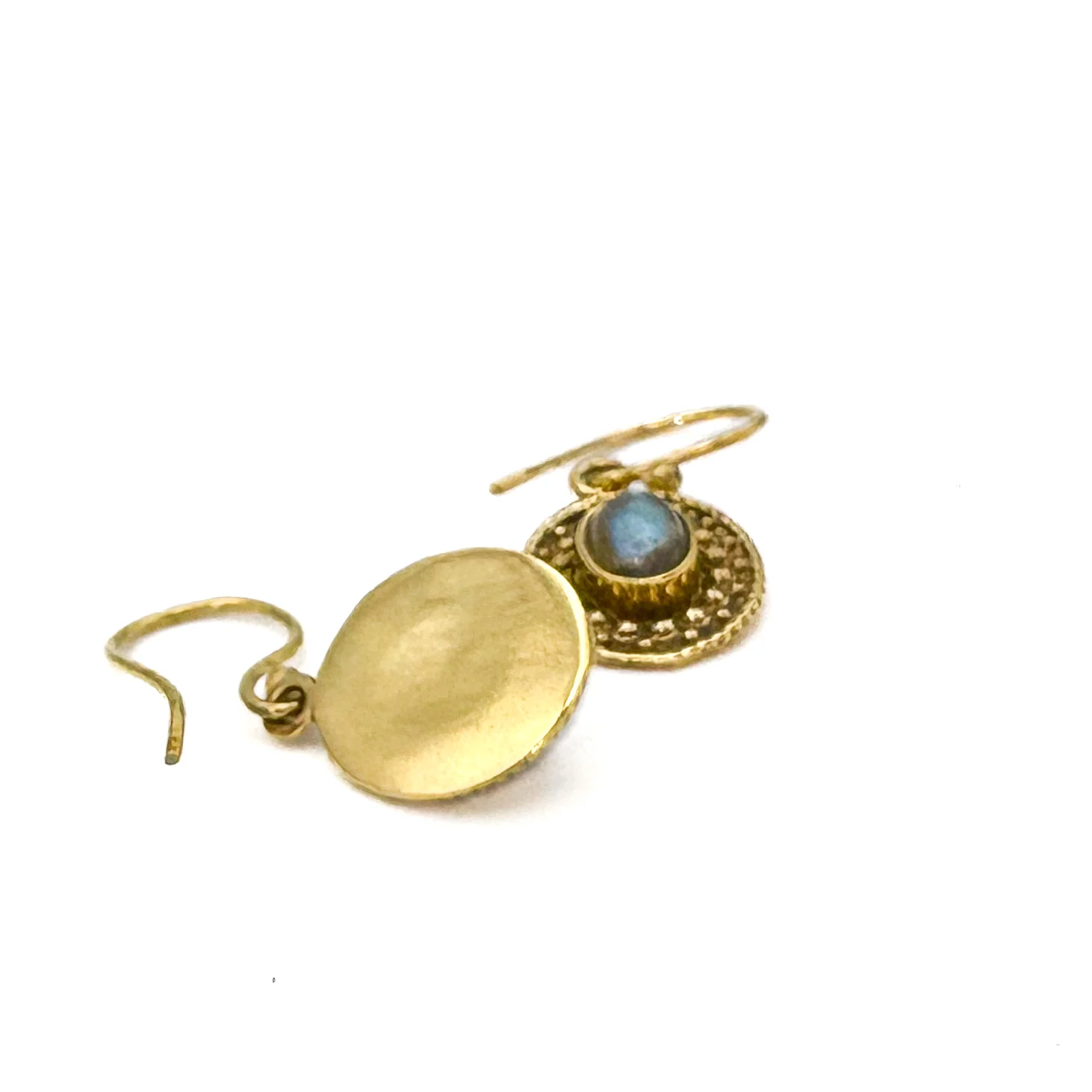 Labradorite Dots & Ovals Brass Earrings - Image 8