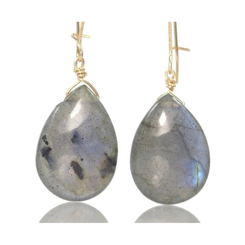 Labradorite Earrings with Gold Filled Kidney Ear Wires - Image 2