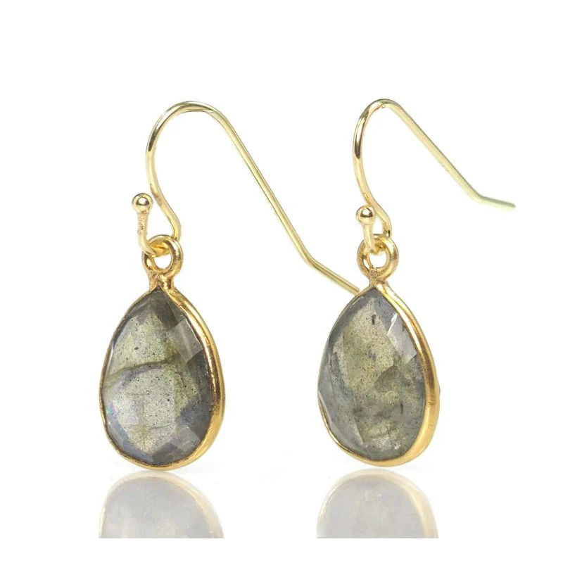 Labradorite Earrings with Gold Plated Ear Wires - Image 2