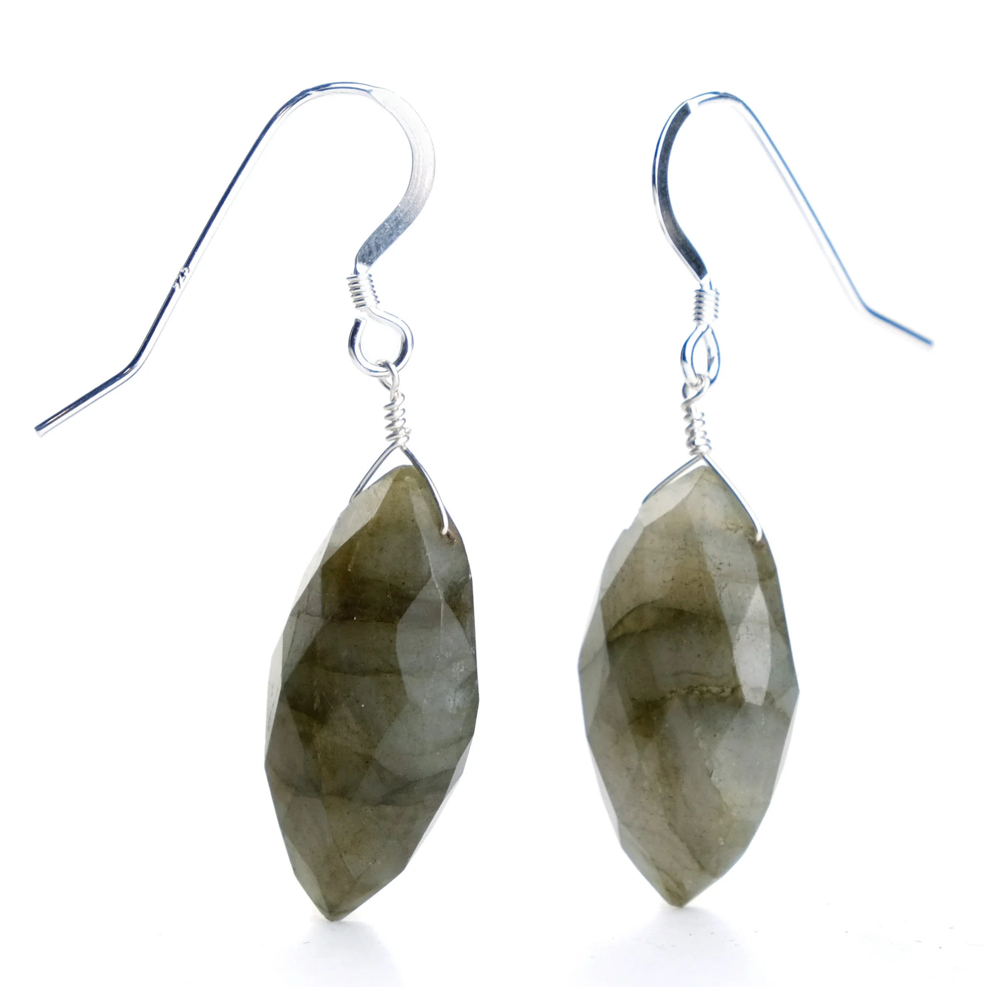 Labradorite Earrings with Sterling Silver French Ear Wires - Image 2
