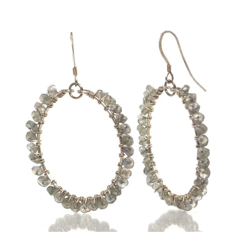 Labradorite Earrings with Sterling Silver French Ear Wires - Image 2