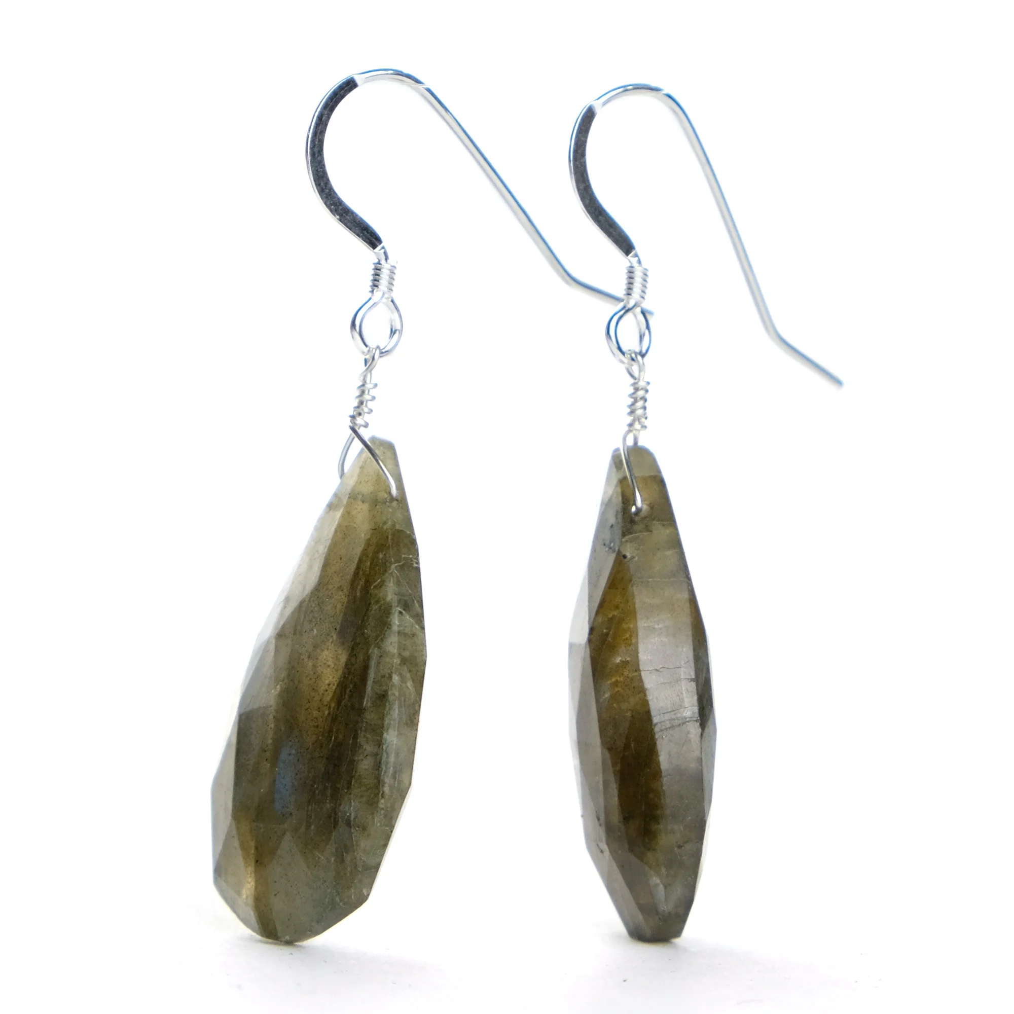 Labradorite Earrings with Sterling Silver French Ear Wires - Image 2