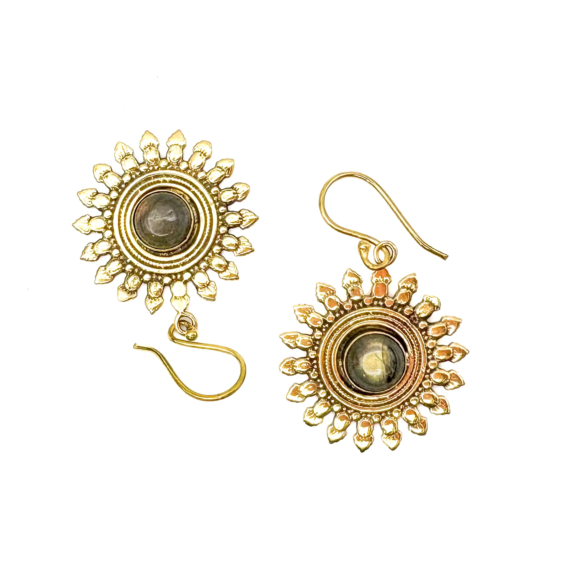 Labradorite (Light) All The Suns Rays Brass Earrings - Image 6