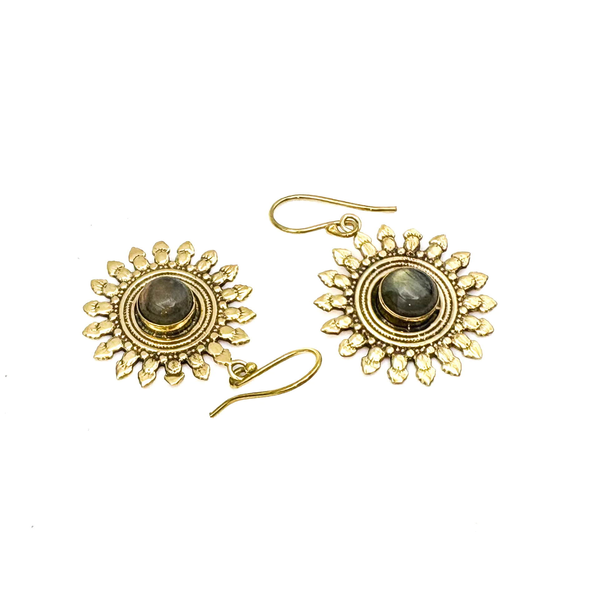 Labradorite (Light) All The Suns Rays Brass Earrings - Image 9