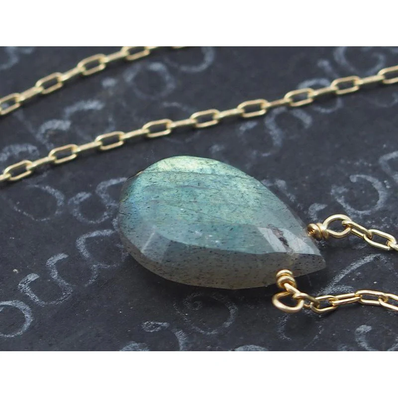 Labradorite Necklace On Gold Filled Chain With Sterling Gold Filled Trigger Clasp - Image 3