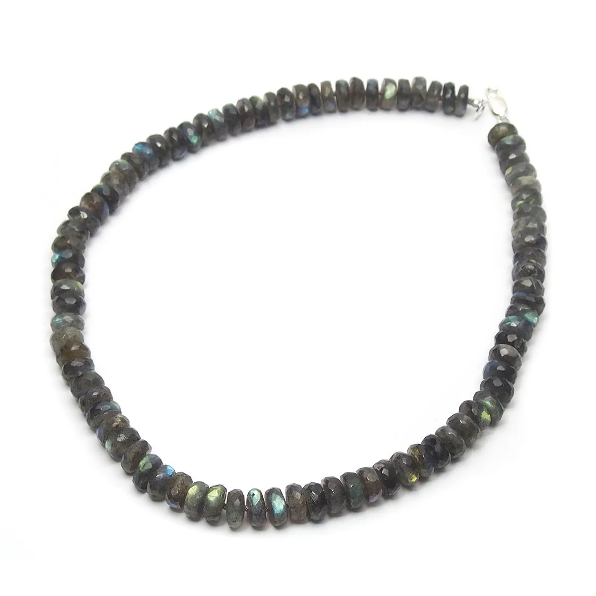 Labradorite Knotted Necklace with Sterling Silver Lobster Claw Clasp - Image 3