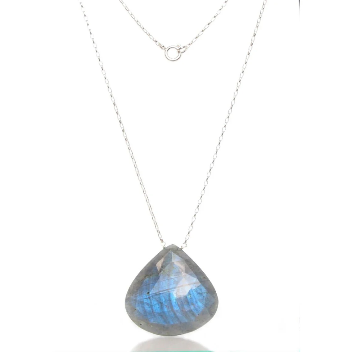 Labradorite Pendant Necklace with Sterling Silver Spring Clasp - Image 2