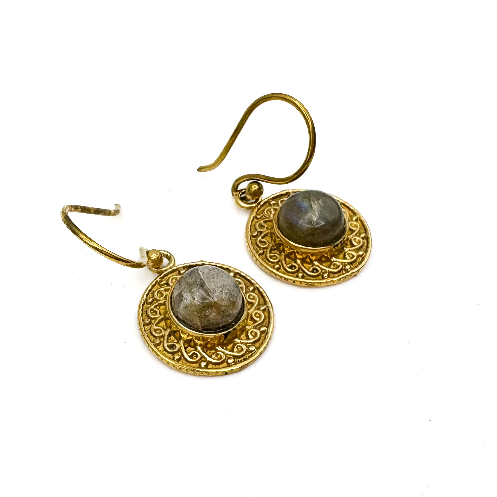 Labradorite Round & Round Brass Earrings - Image 10